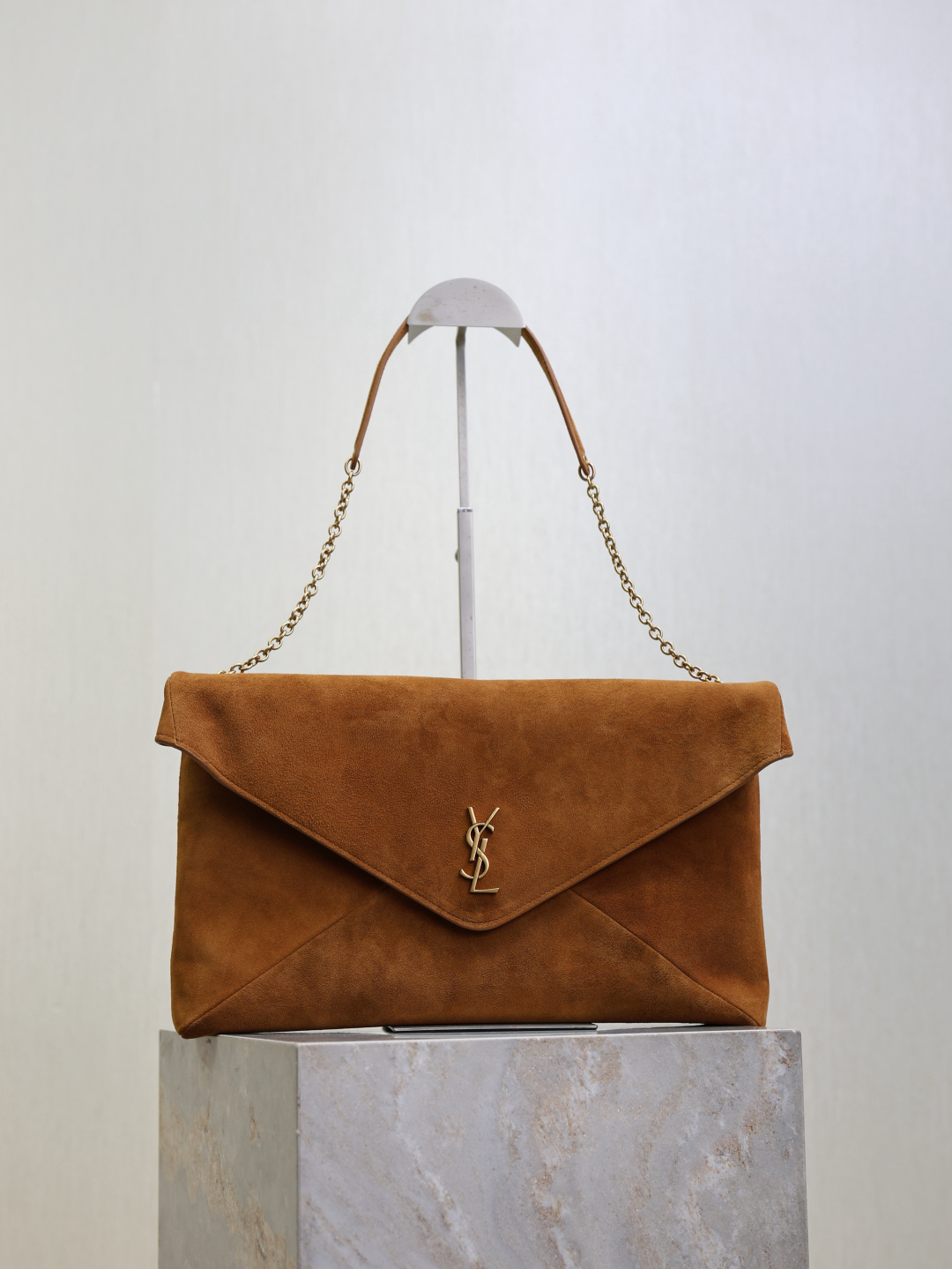 [TOP] Yves Saint Laurent YSL Cassandra Bag Suede Leather 35x22x3cmcm - Brown