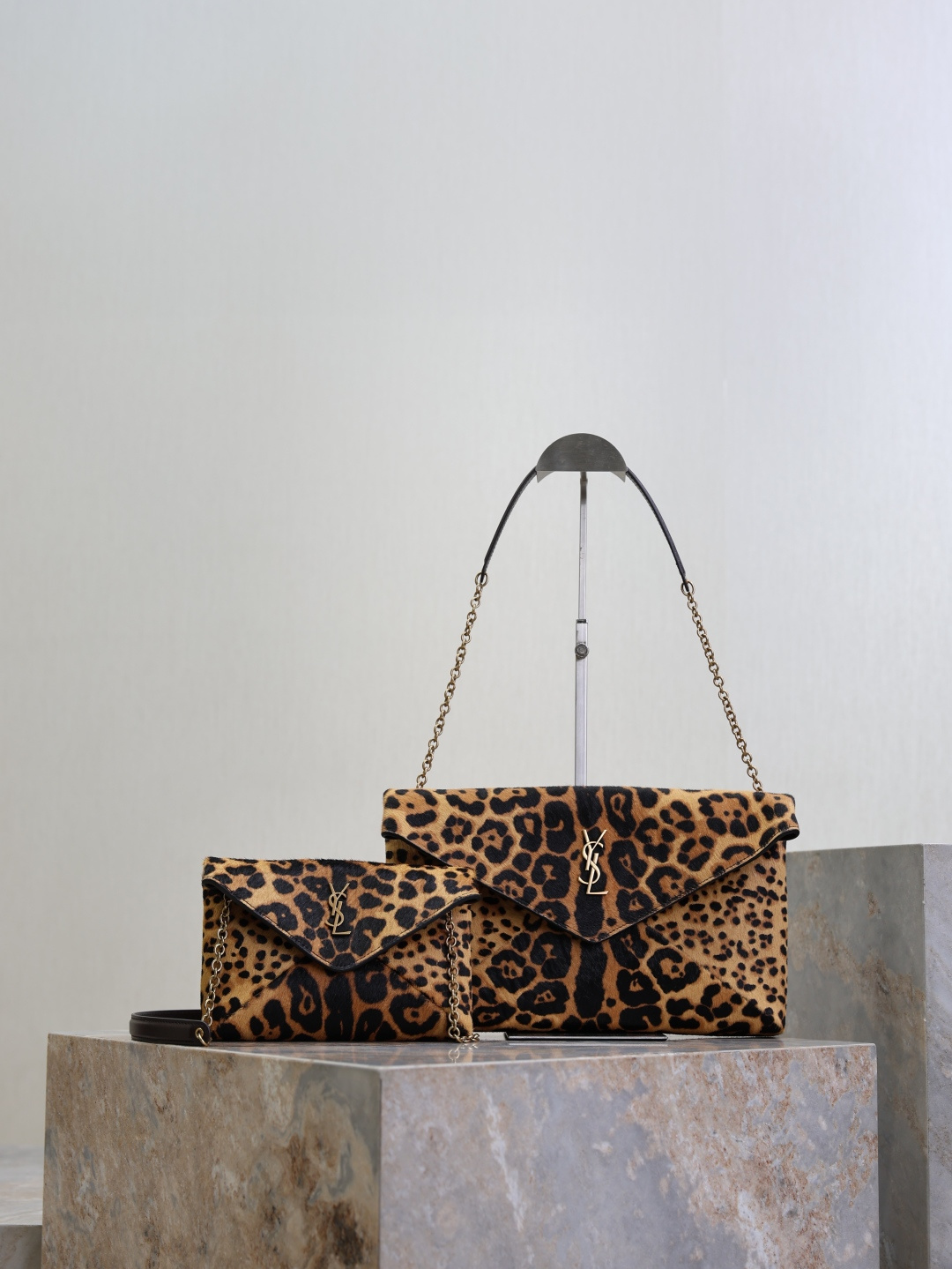 [TOP] Yves Saint Laurent YSL Cassandra Bag Leather-trimmed Leopard-print 19x12x3cm/29.5×18×4.5cm - Brown