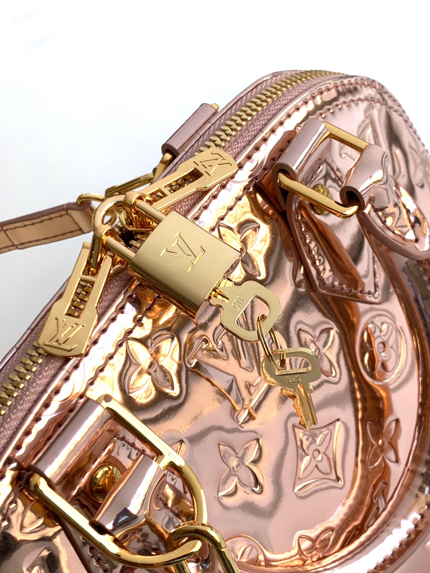 [TOP] Louis Vuitton LV Alma BB Bag Monogram Miroir 23.5X17.5X11.5cm - Rose Gold