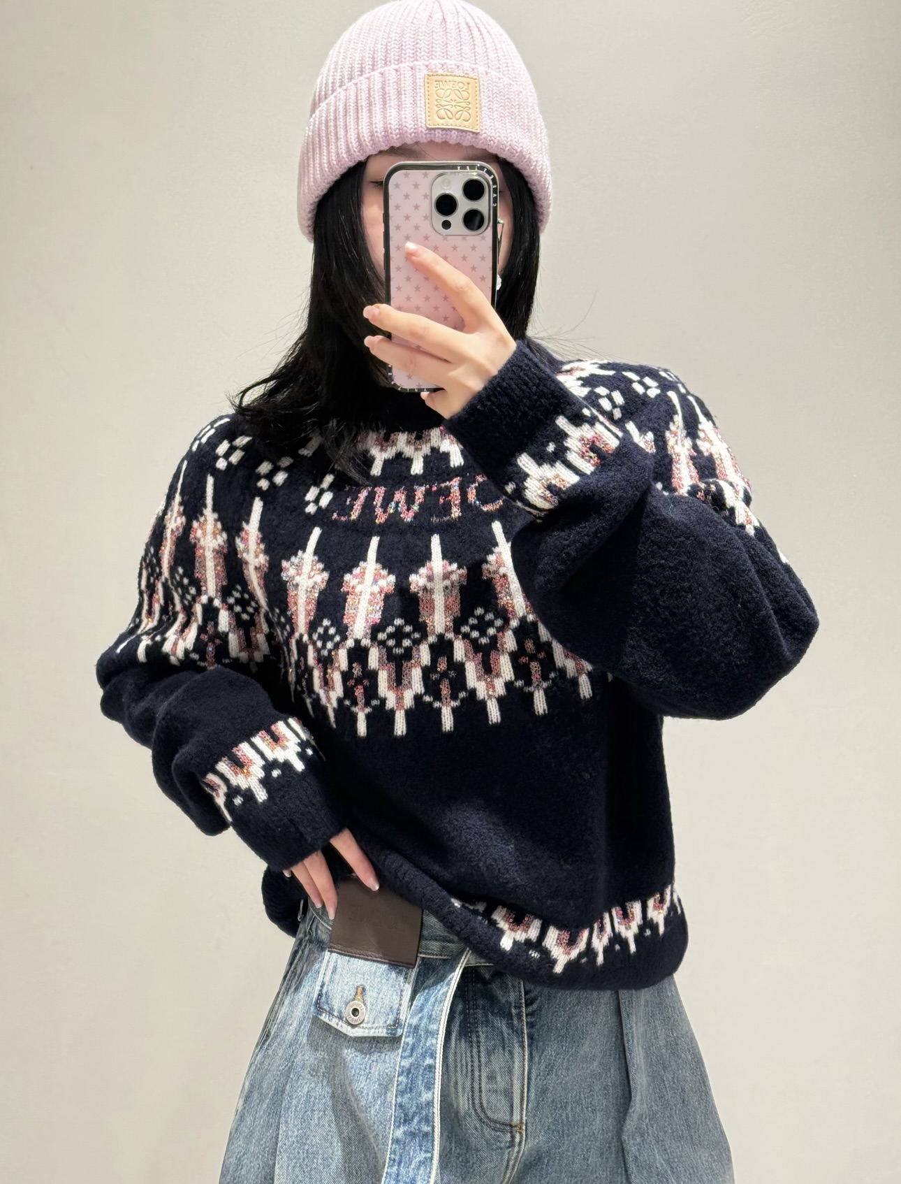 [TOP] LOEWE Fair Isle Jacquard Sweater - Blue