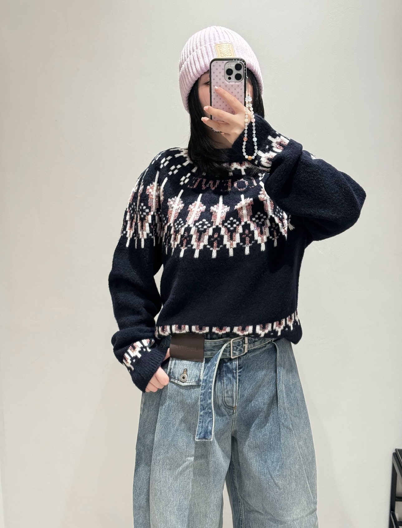 [TOP] LOEWE Fair Isle Jacquard Sweater - Blue
