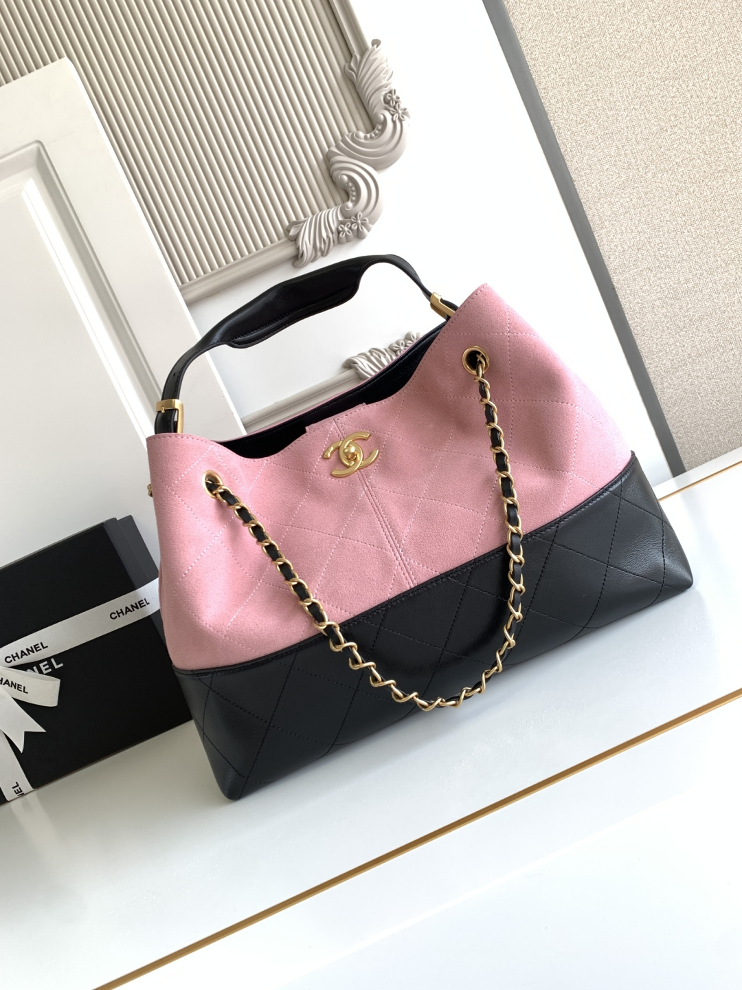 [TOP] CHANEL Hobo Bag 36x24x12cm - Pink