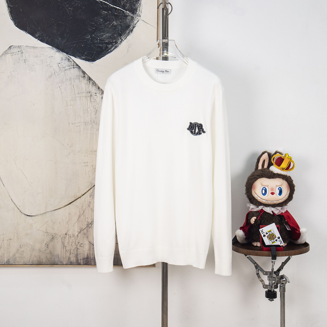 [TOP] Christian Dior Men's Embroidered Crew Neck Sweater - 2 Color