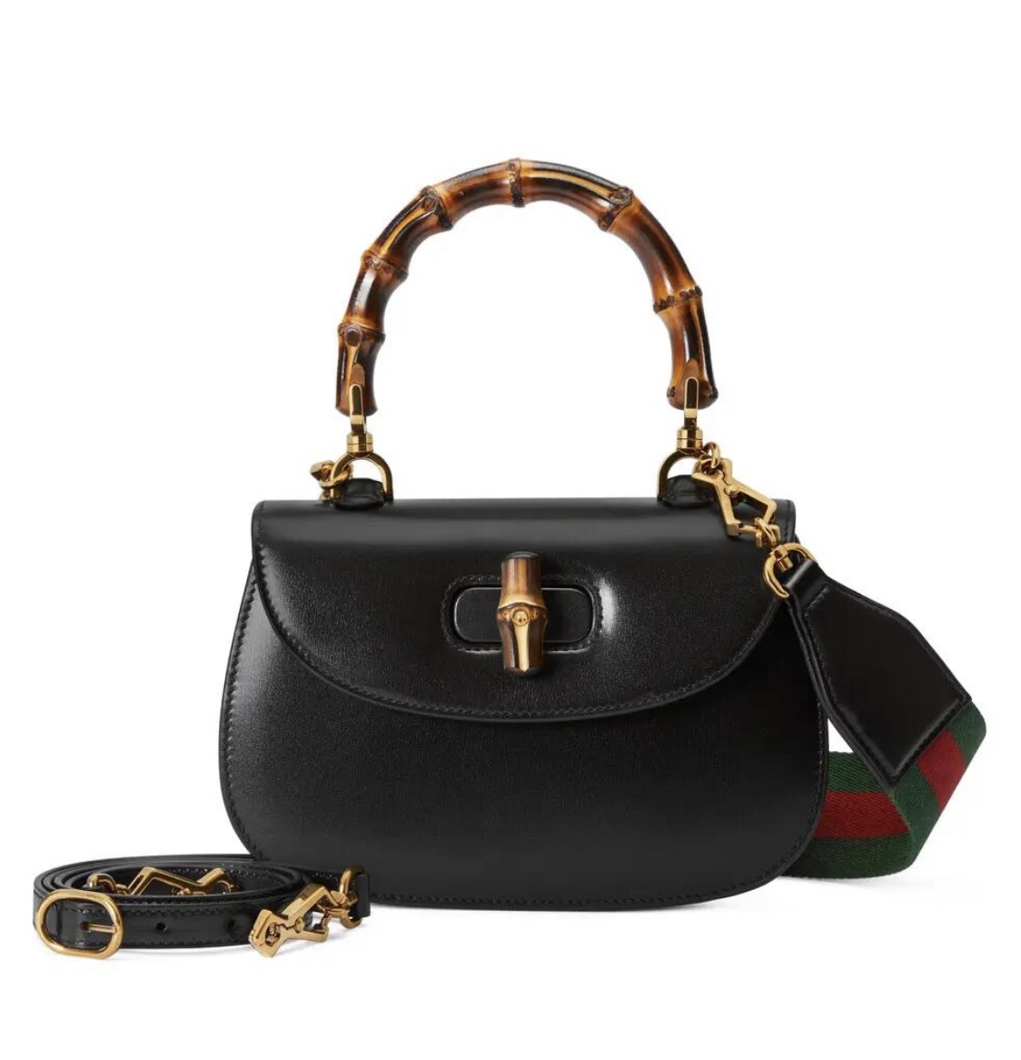 [TOP] GUCCI Bamboo Bag 21X15X7cm - Black