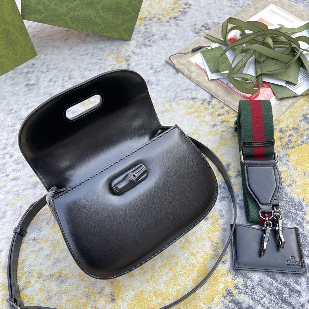 [TOP] GUCCI Bamboo Bag 21X15X7cm - Black