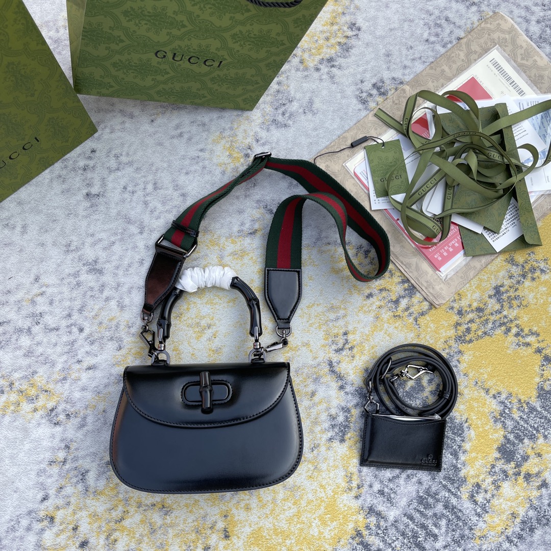 [TOP] GUCCI Bamboo Bag 21X15X7cm - Black