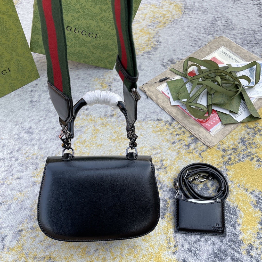 [TOP] GUCCI Bamboo Bag 21X15X7cm - Black