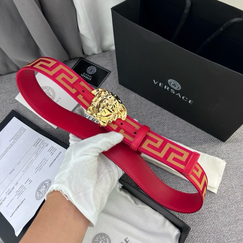 [TOP] VERSACE  Belts 4cm - 4 Colors