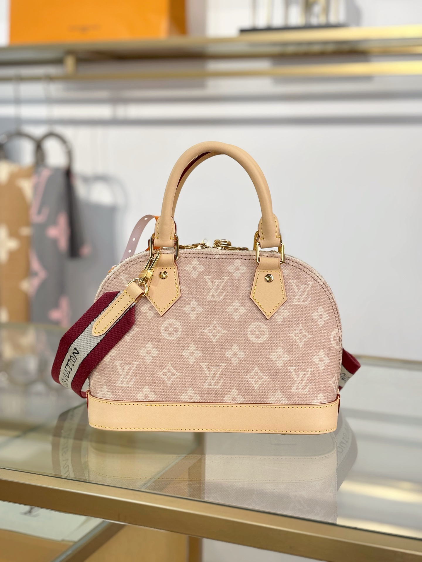 [TOP] Louis Vuitton LV Alma BB Bag Monogram Canvas 23.5X17.5X11.5cm - Apricot