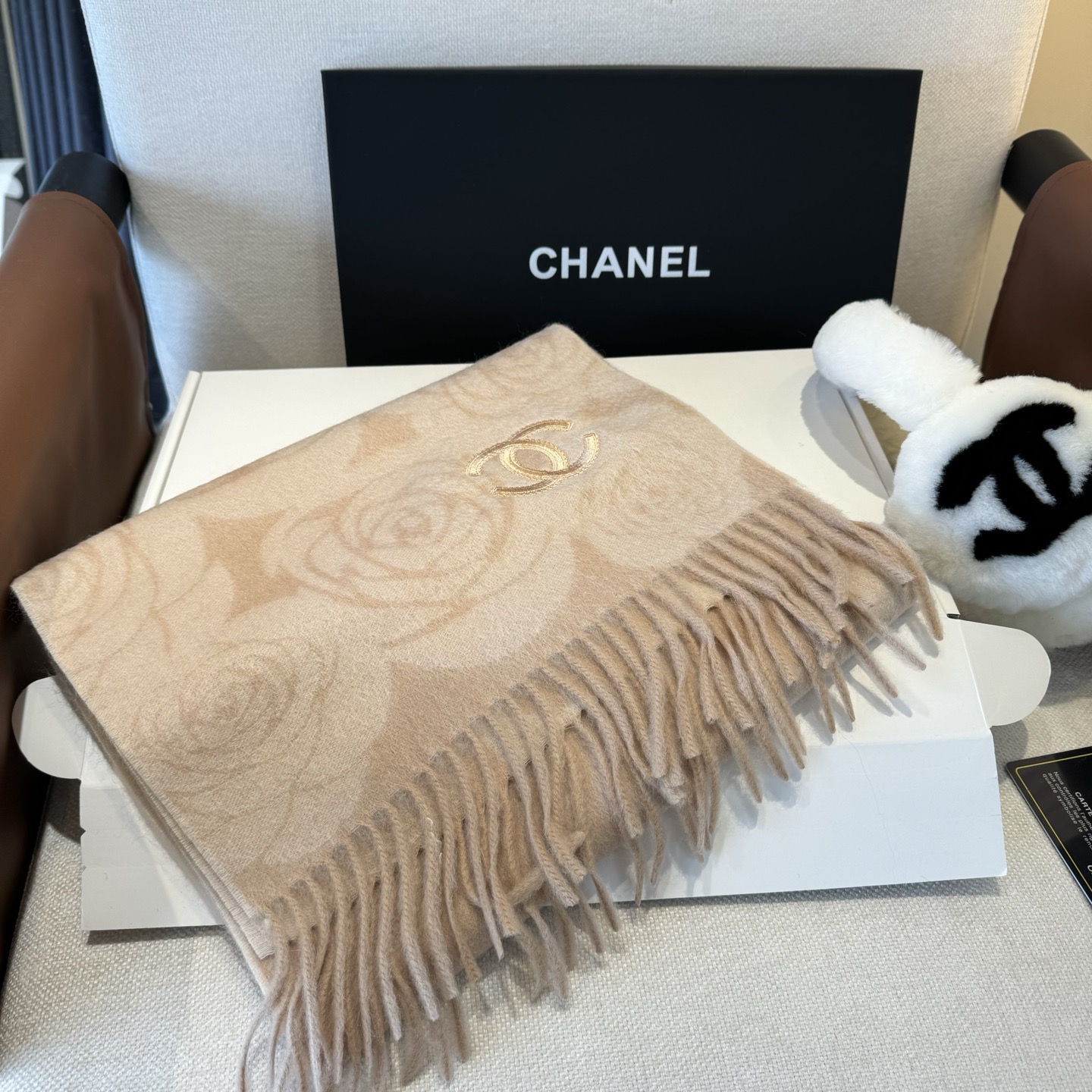 [TOP] CHANEL Cashmere Scarf 30*180cm - Pink