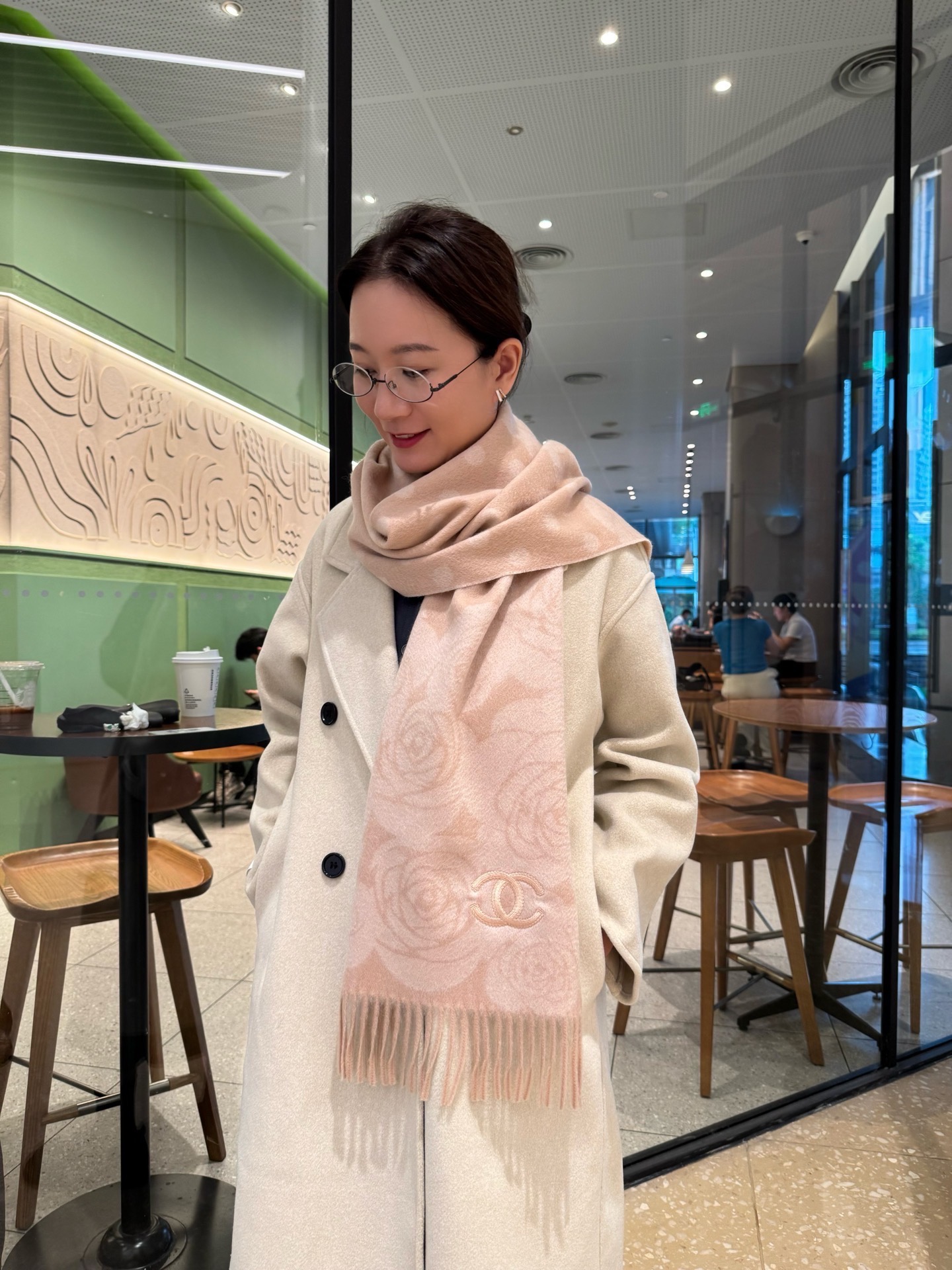 [TOP] CHANEL Cashmere Scarf 30*180cm - Pink