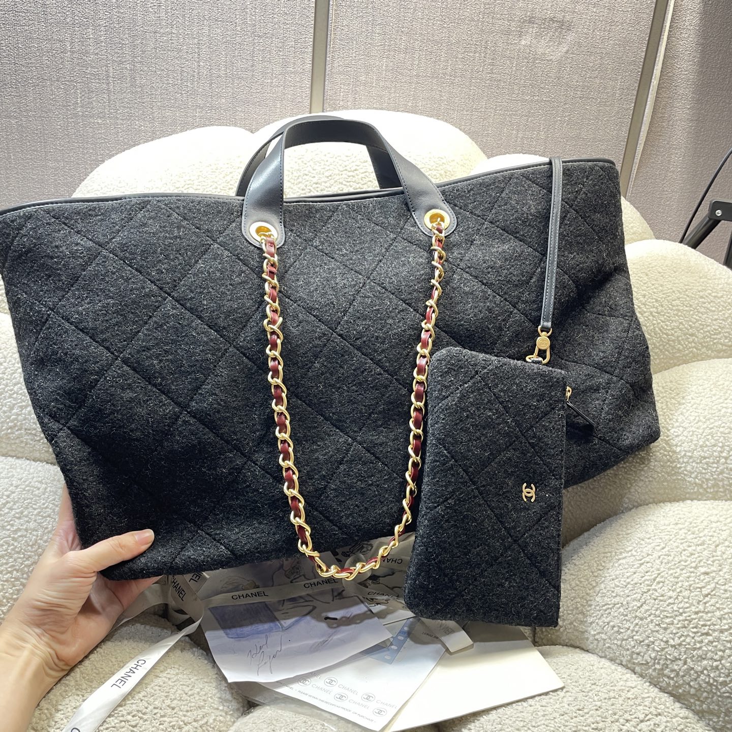 [TOP] CHANEL Cotton Beach Shopping Bag 60*33*12 cm - Black