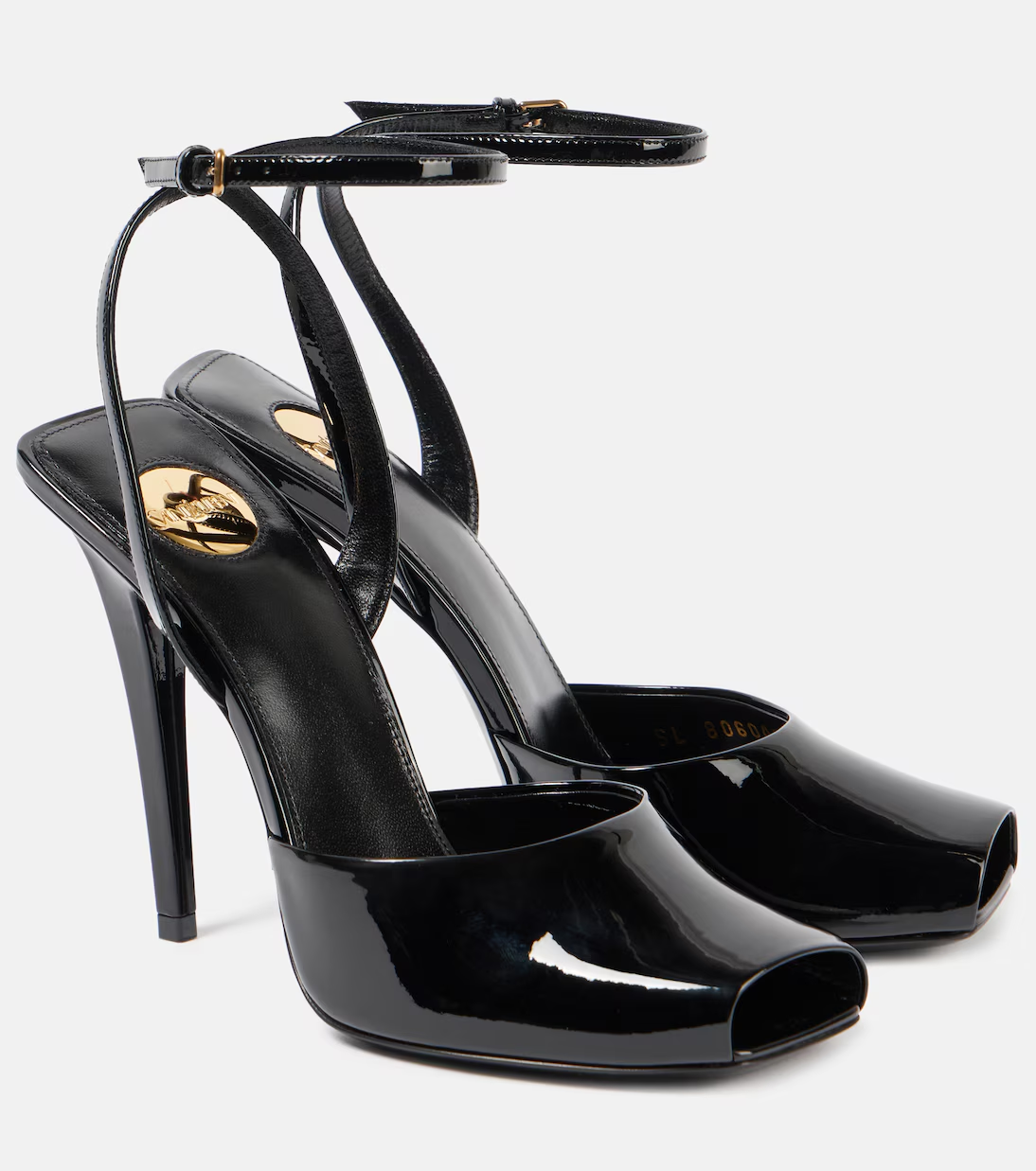 [TOP] Yves Saint Laurent YSL La Scandale 110 Patent Leather Sandals - Black