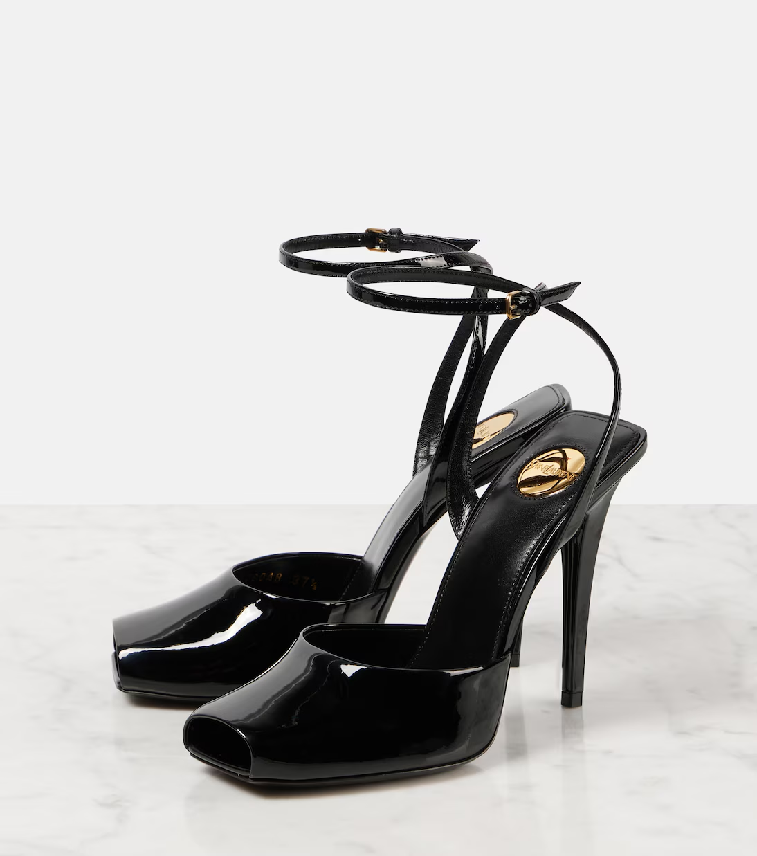 [TOP] Yves Saint Laurent YSL La Scandale 110 Patent Leather Sandals - Black