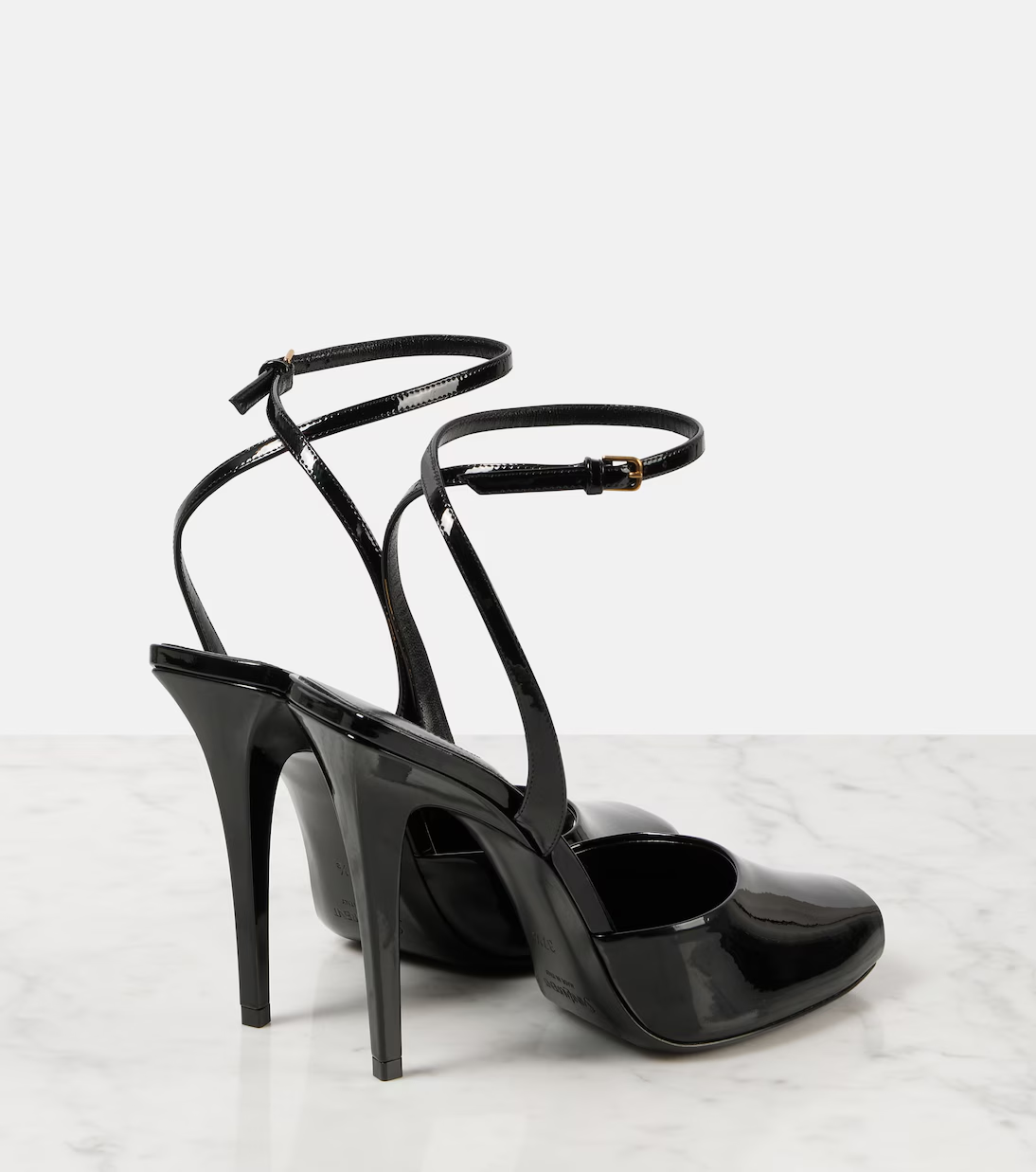 [TOP] Yves Saint Laurent YSL La Scandale 110 Patent Leather Sandals - Black