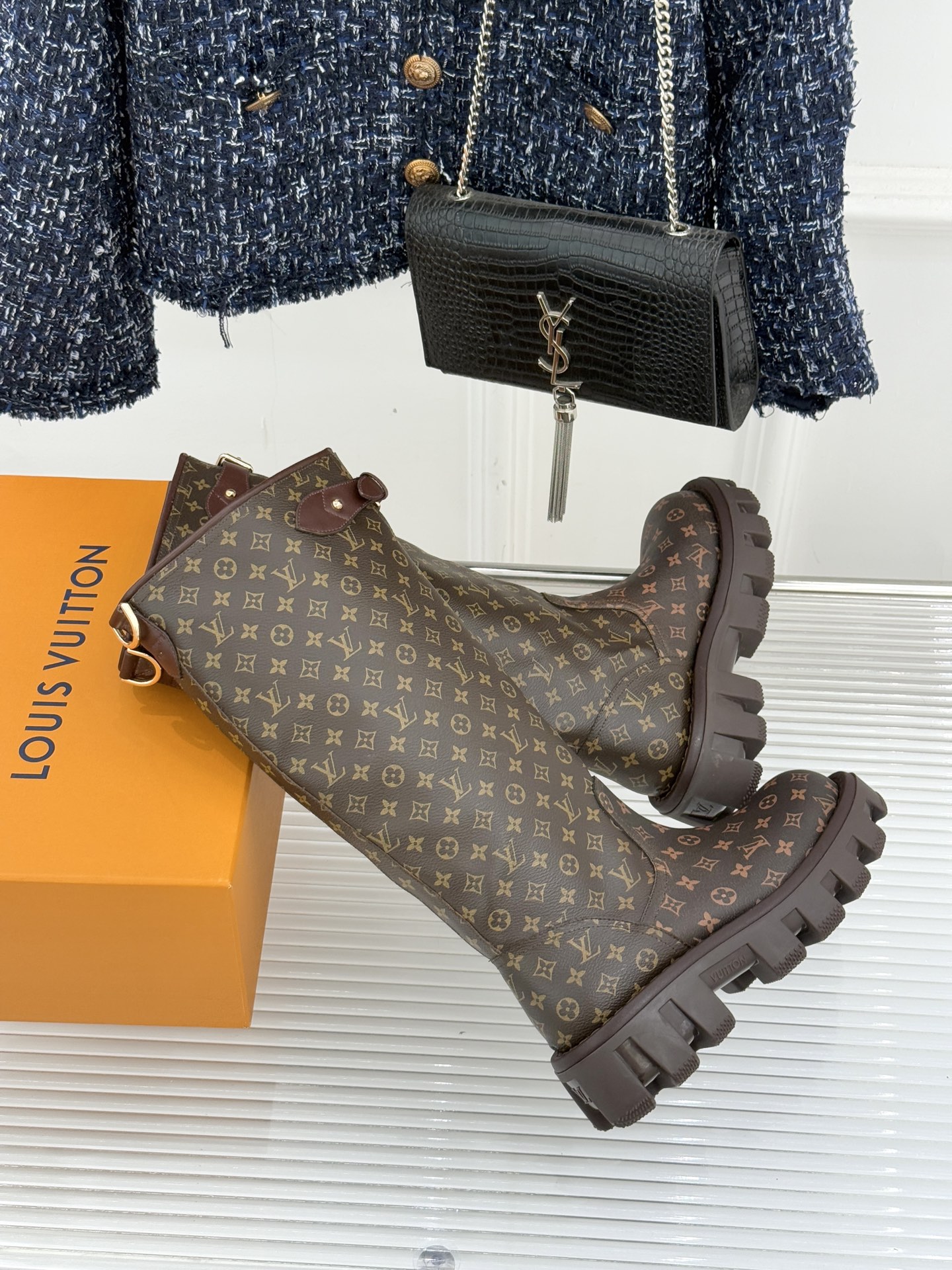 [TOP] Louis Vuitton LV Leather Long Boots - Monogram