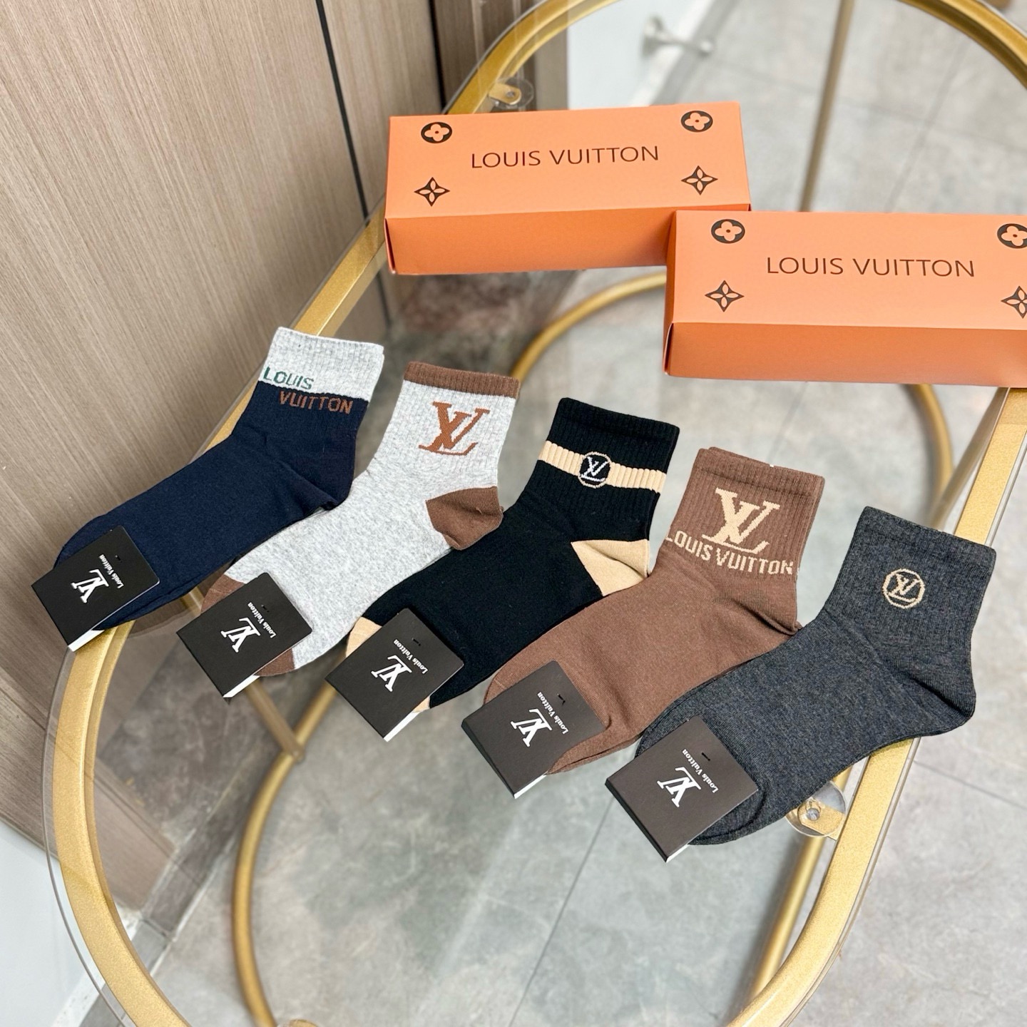 [TOP] Louis Vuitton LV Socks - 5 Pieces as a Set