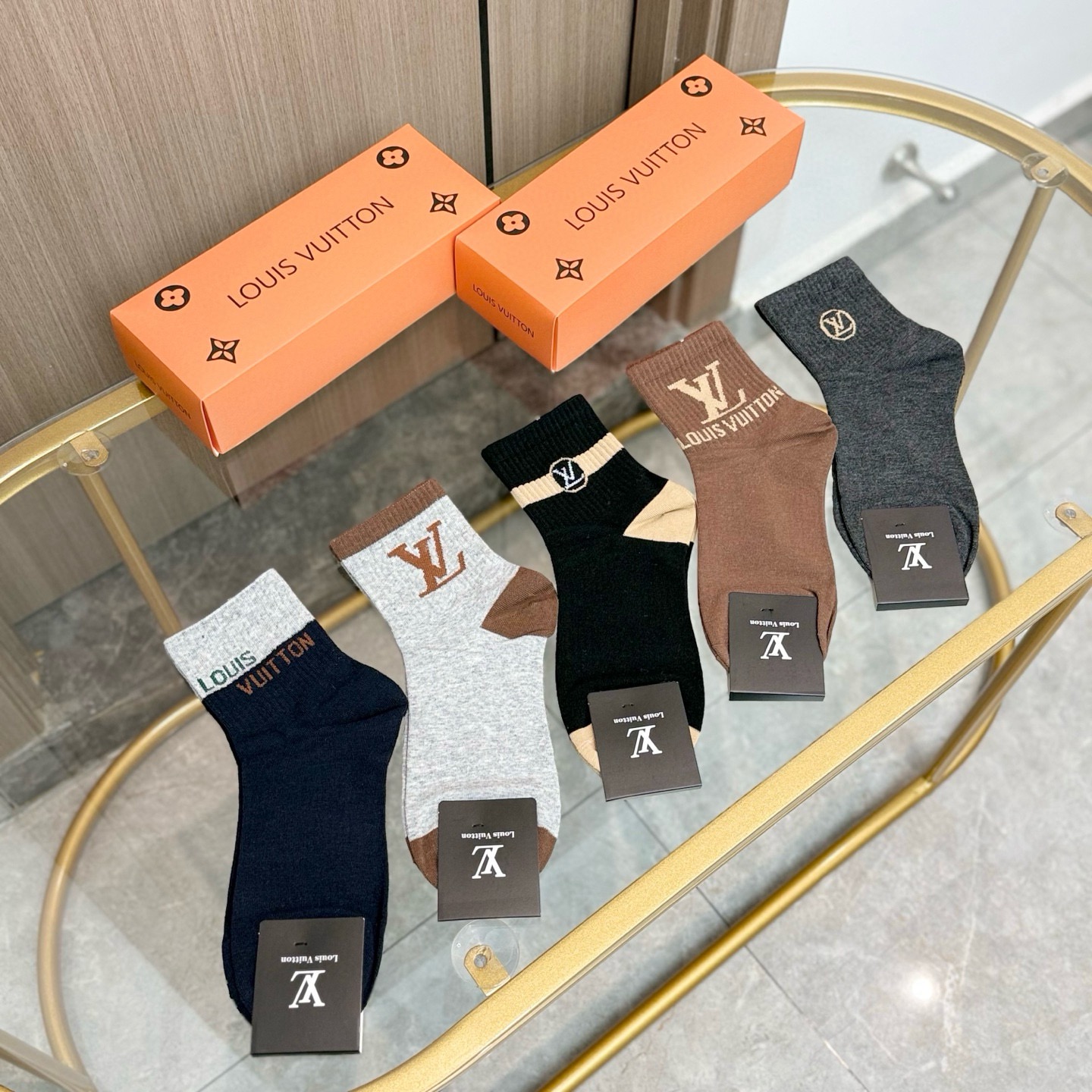 [TOP] Louis Vuitton LV Socks - 5 Pieces as a Set