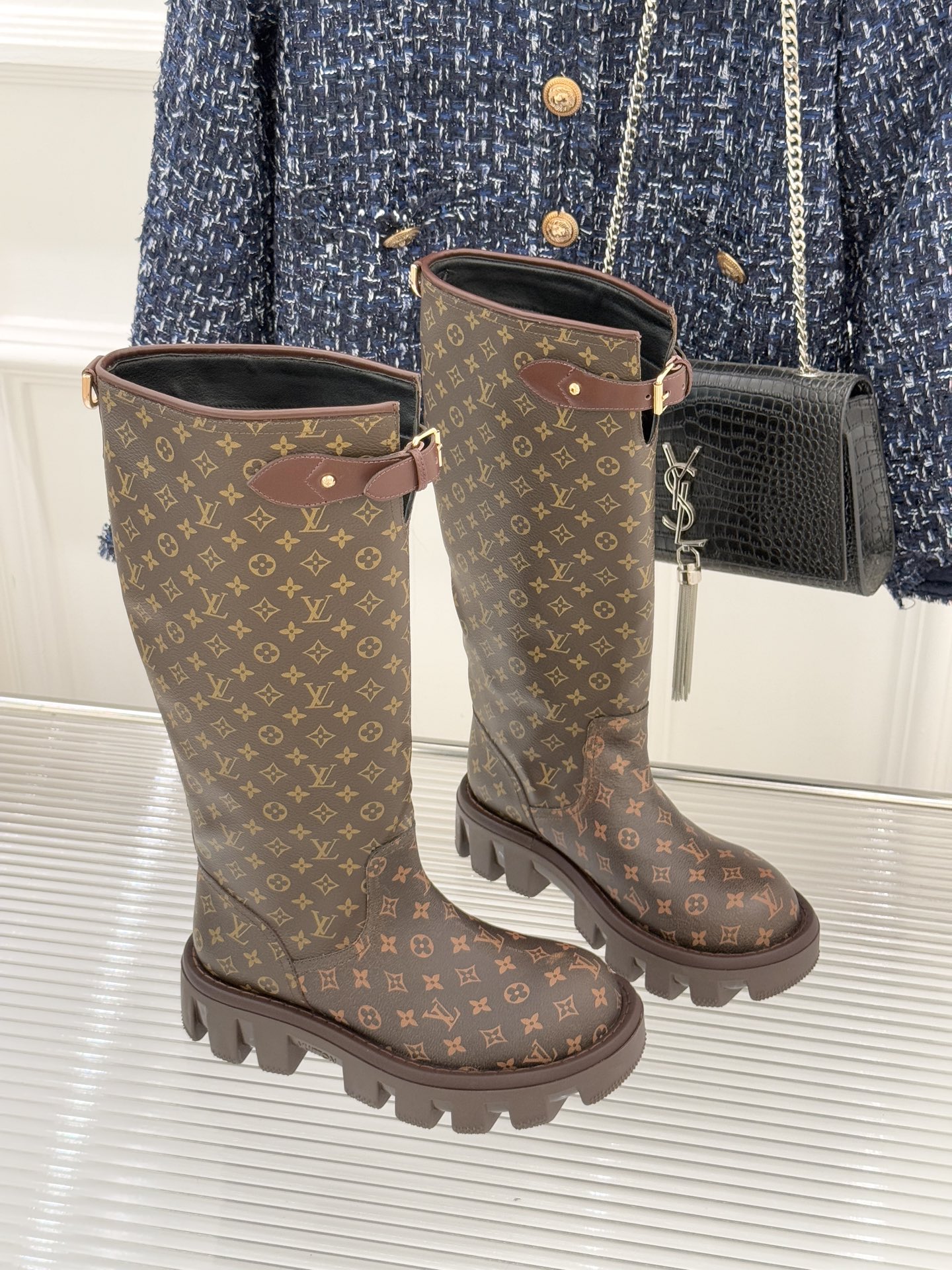 [TOP] Louis Vuitton LV Leather Long Boots - Monogram