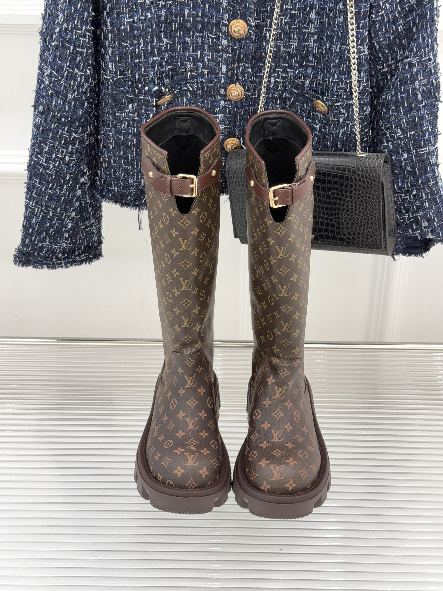 [TOP] Louis Vuitton LV Leather Long Boots - Monogram