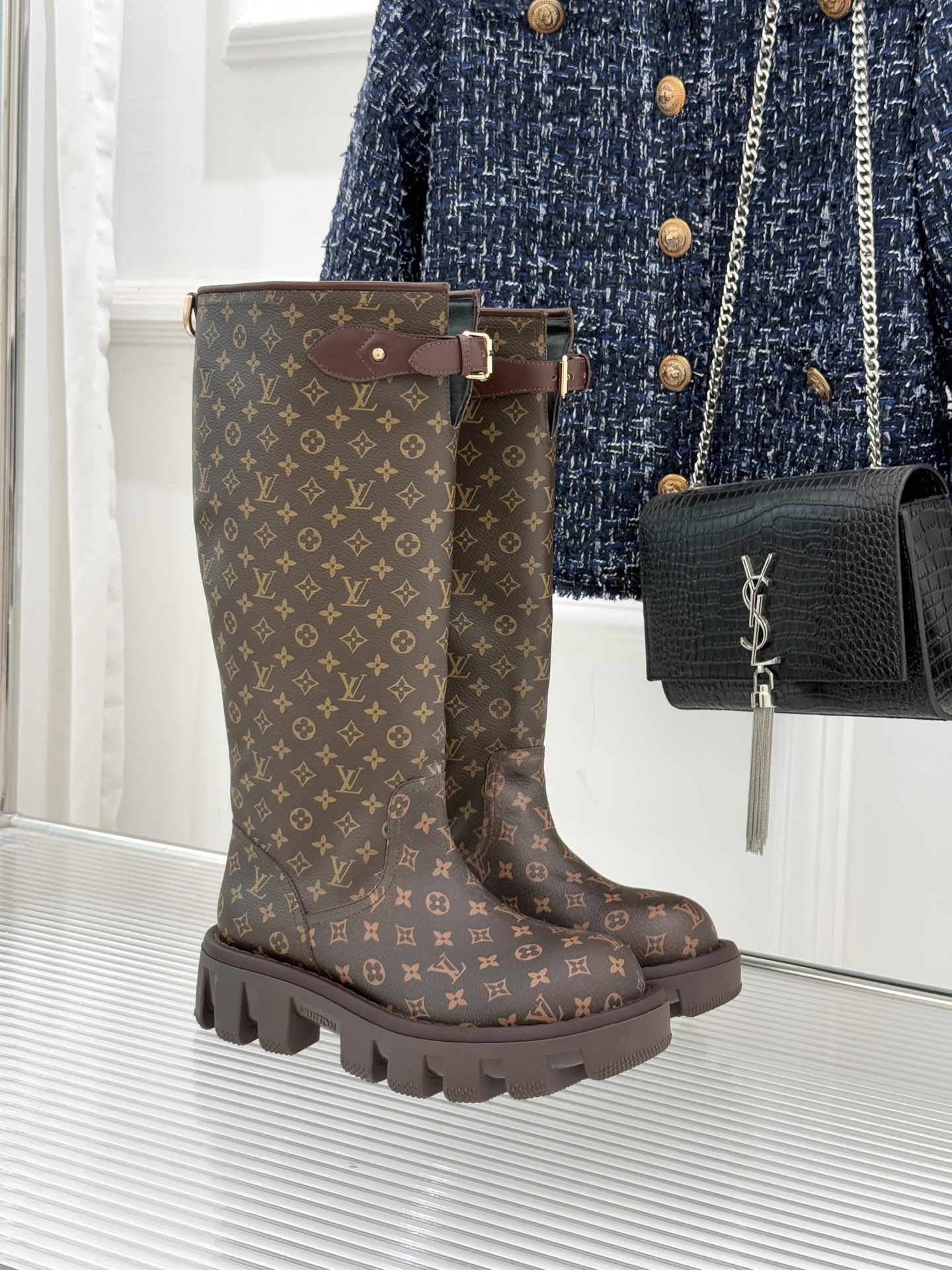 [TOP] Louis Vuitton LV Leather Long Boots - Monogram