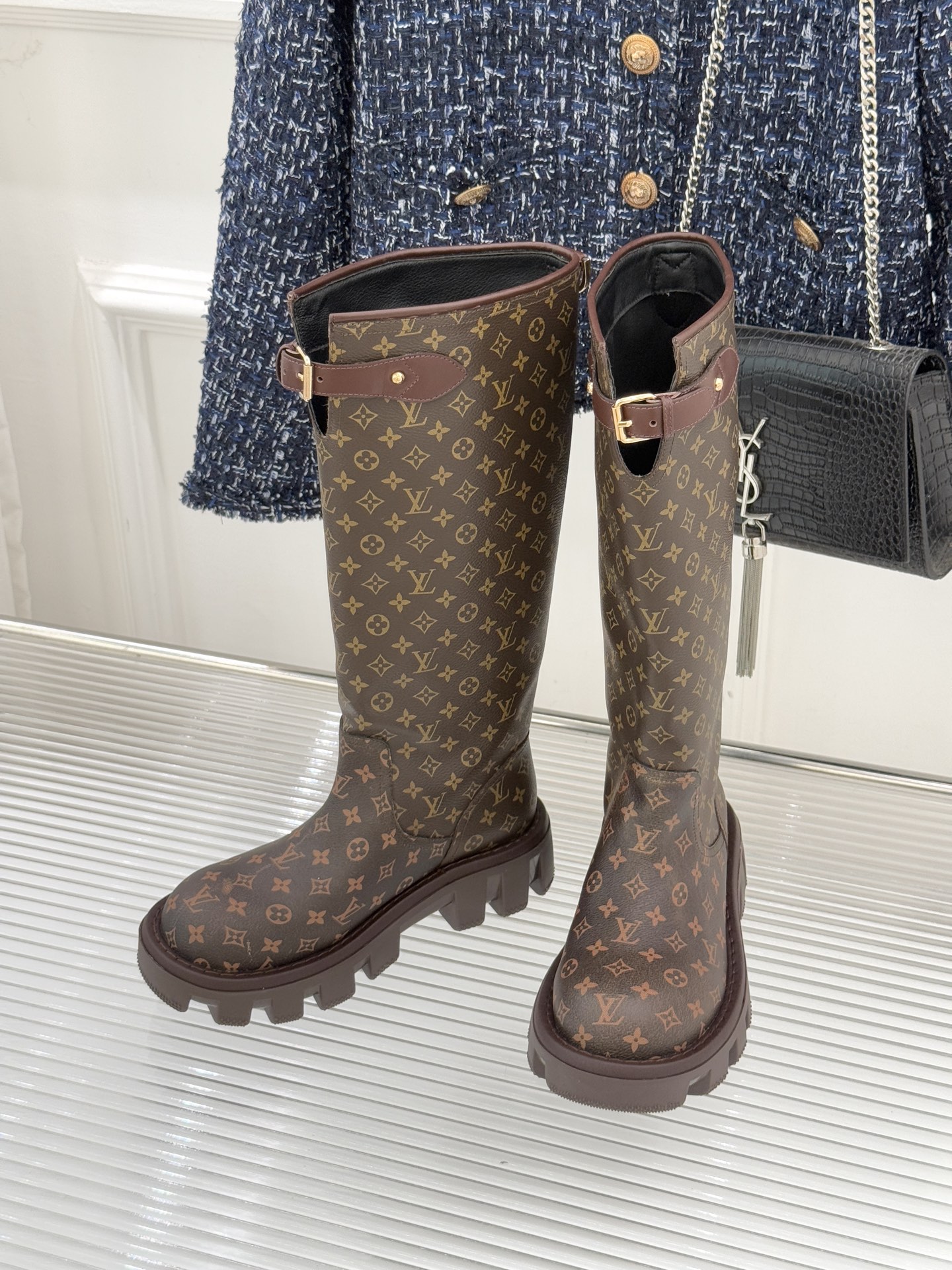 [TOP] Louis Vuitton LV Leather Long Boots - Monogram