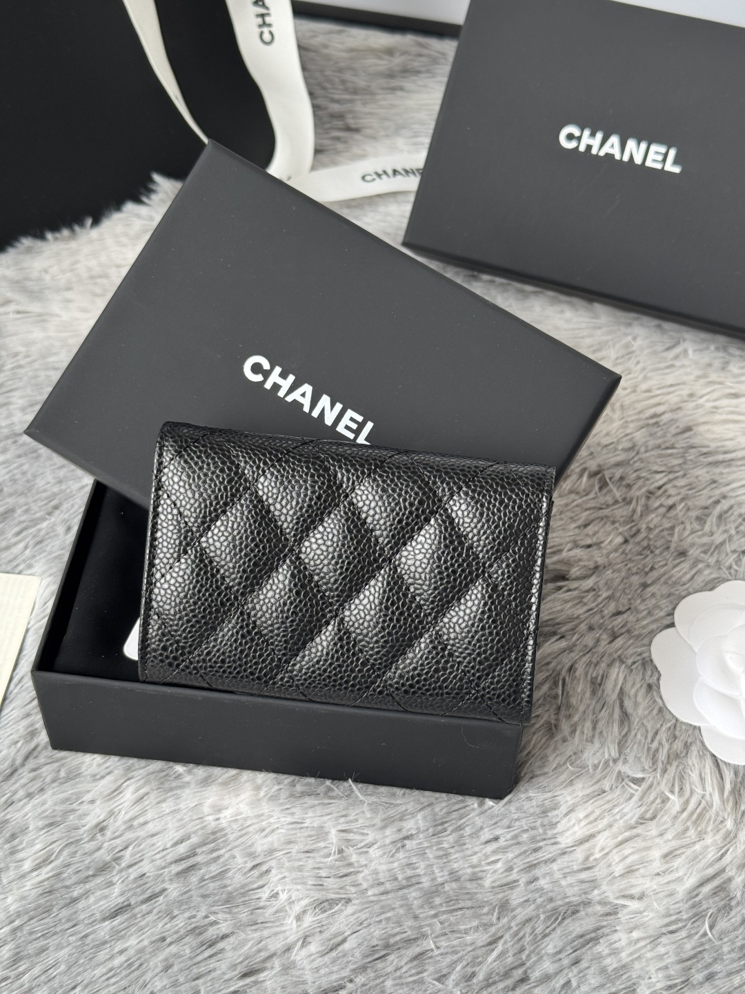 [TOP] CHANEL Card Holder Lambskin/Calfskin 11x8.5x3cm - Black