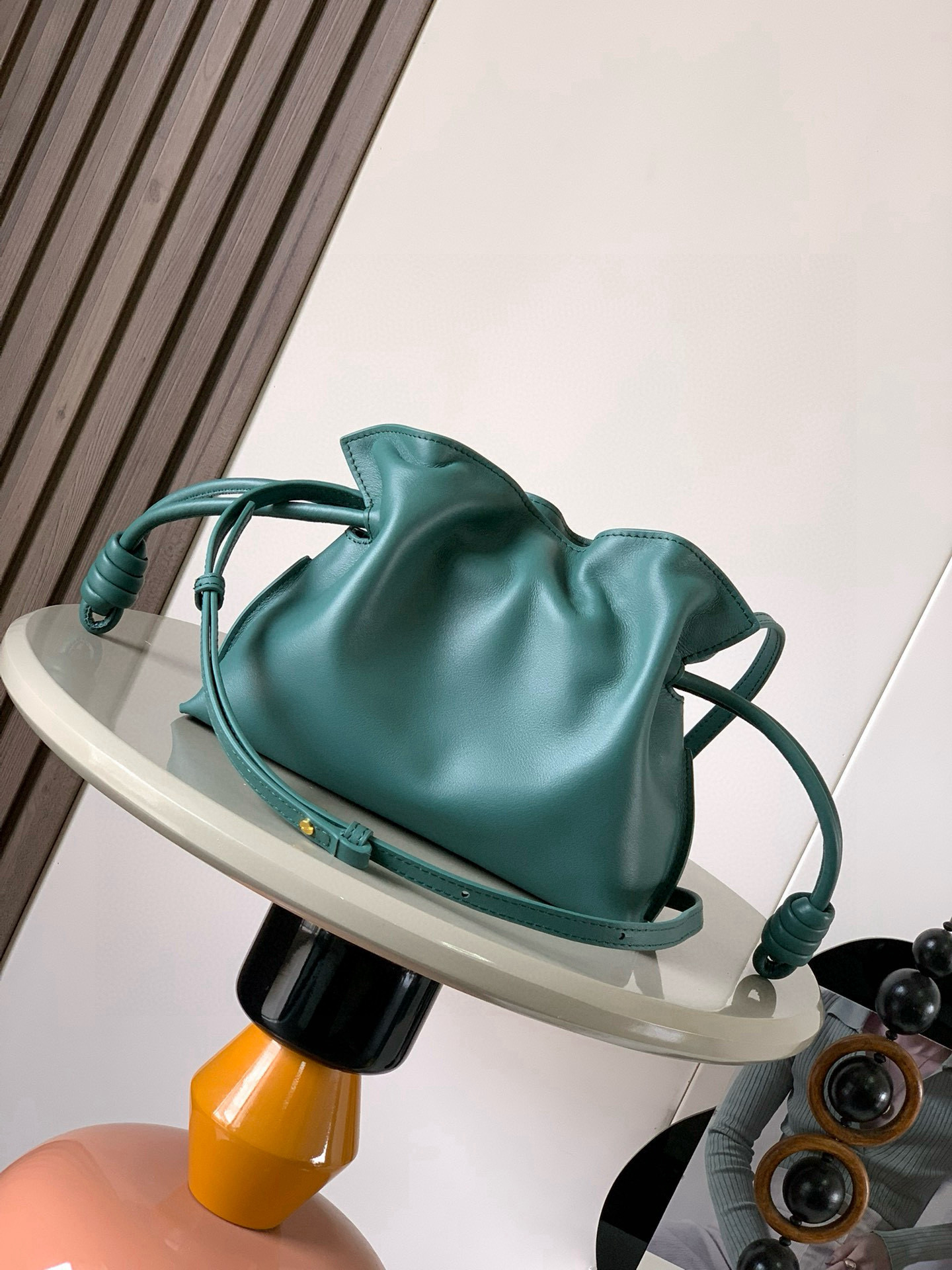 [TOP] LOEWE Flamenco Bag Cowhide Leather 23×18×9 cm/30×10.5×24.5 cm - Aden Green