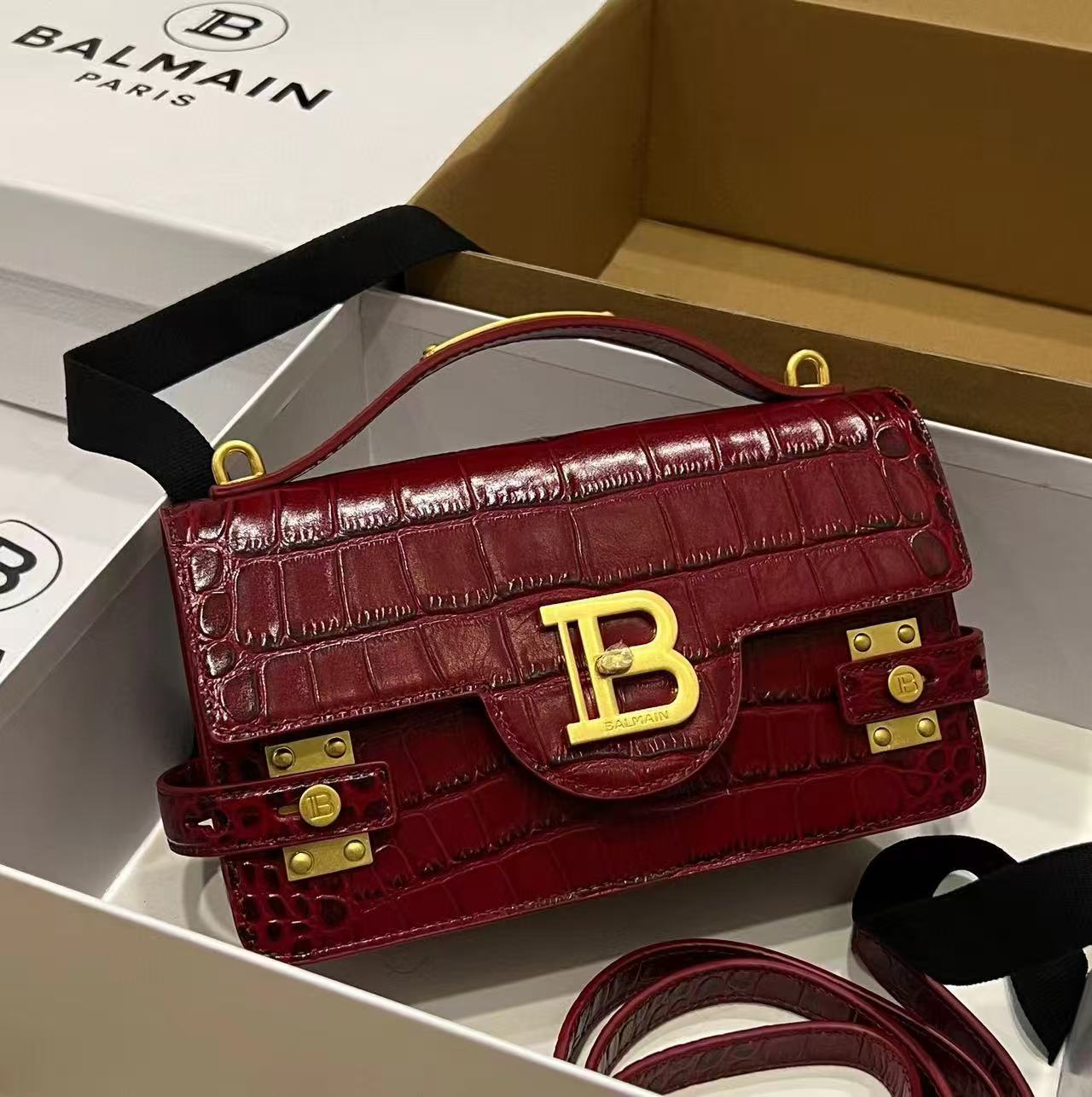 [TOP] Balmain Cowhide Embossed Crocodile Pattern Bag 23 CM - 6 Colors