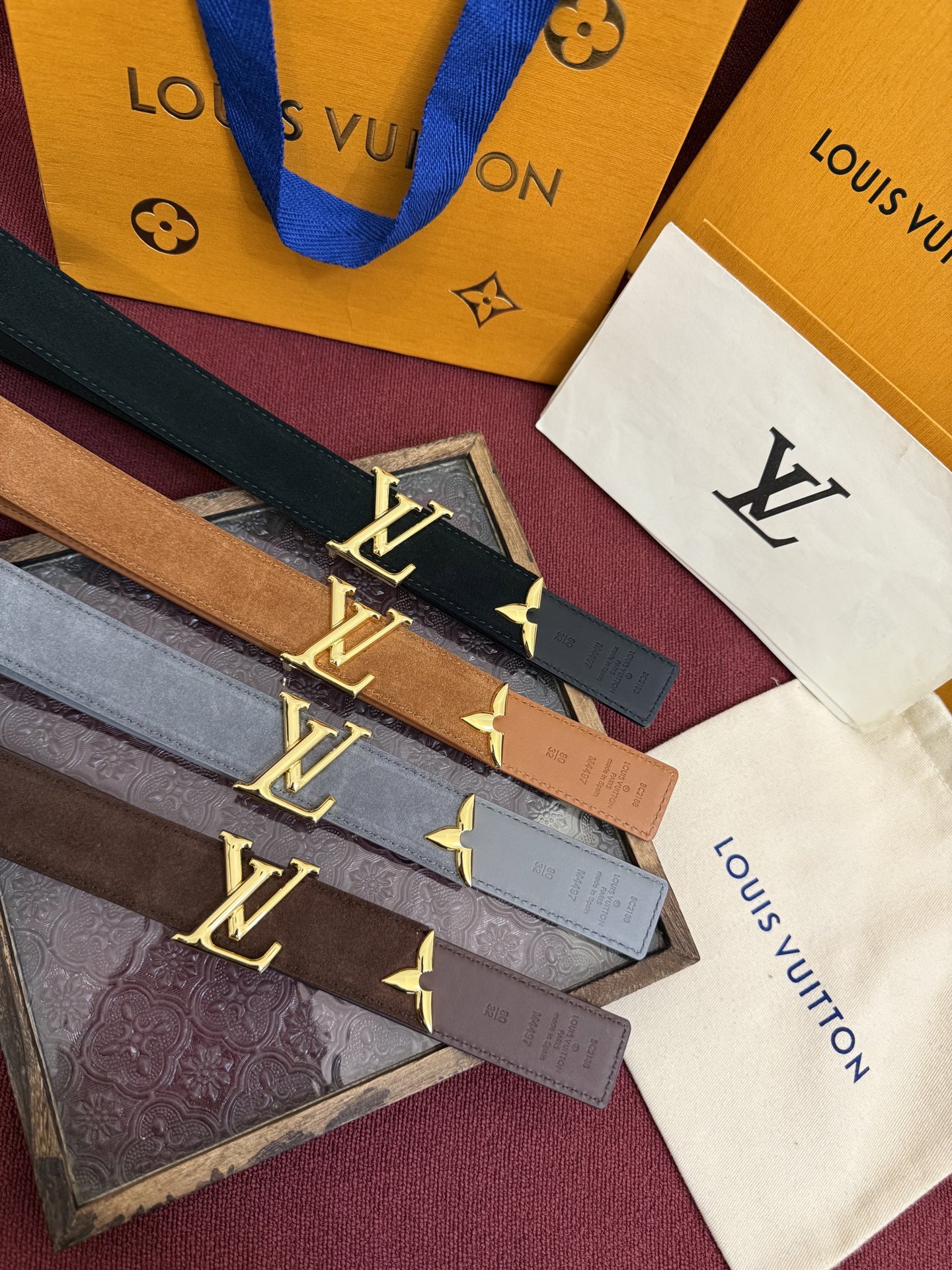 [TOP] Louis Vuitton LV Suede Monogram Flower Belt 3cm- 4 Colors