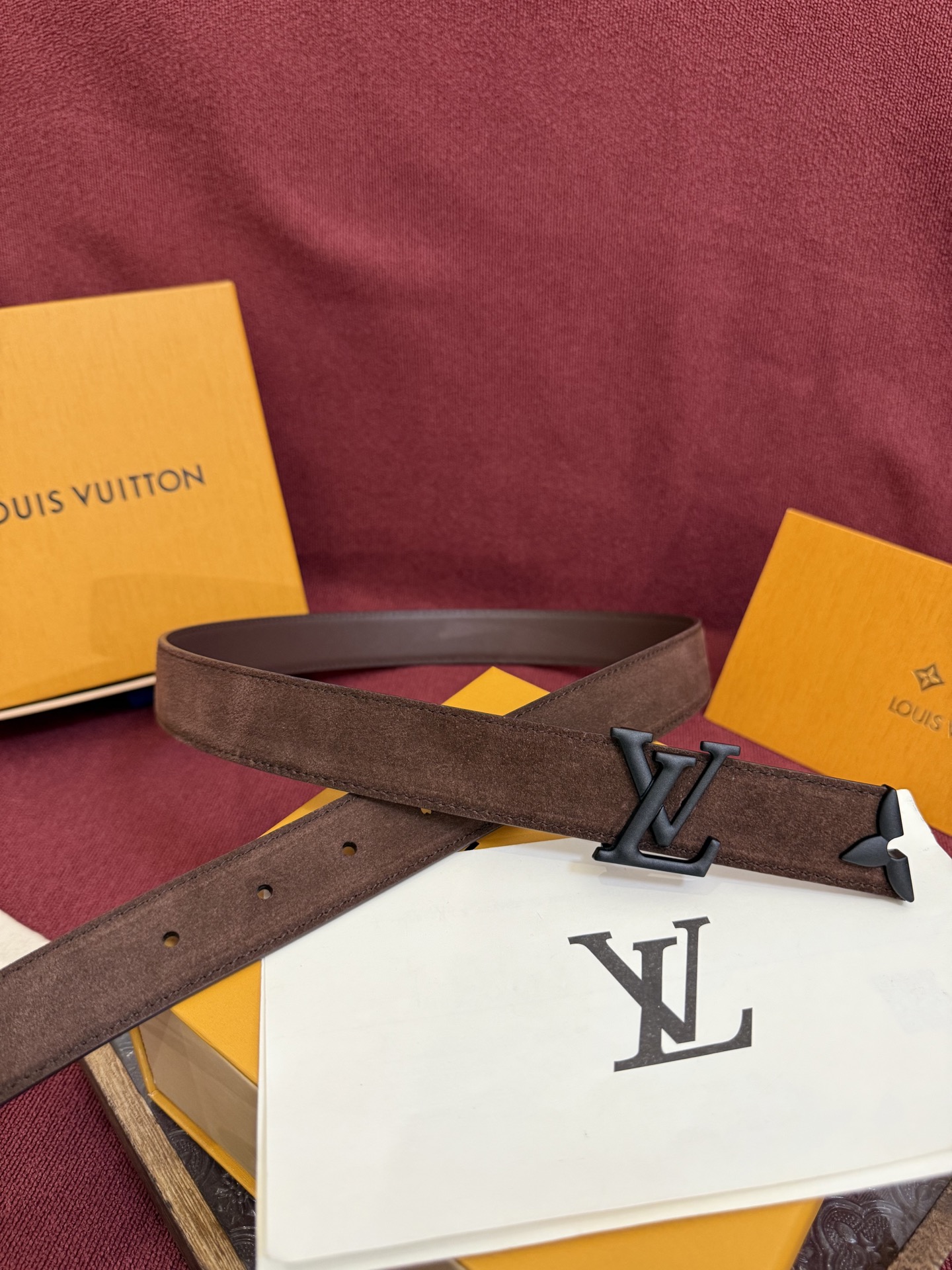 [TOP] Louis Vuitton LV Suede Monogram Flower Belt 3cm -  4 Colors