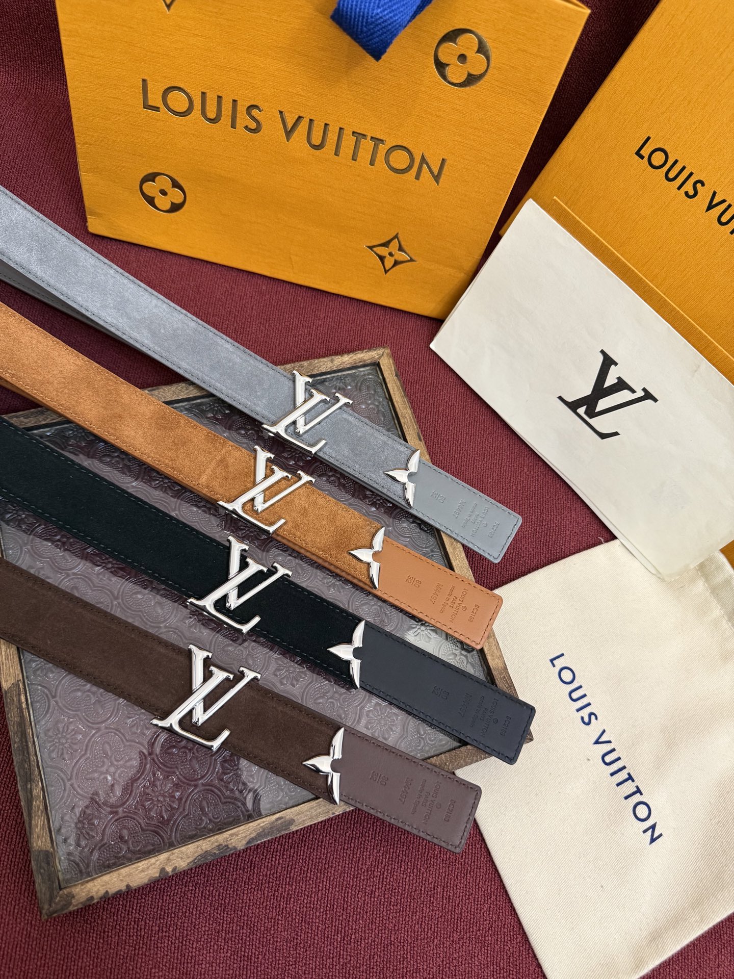 [TOP] Louis Vuitton LV Suede Monogram Flower Belt 3cm- 4 Colors