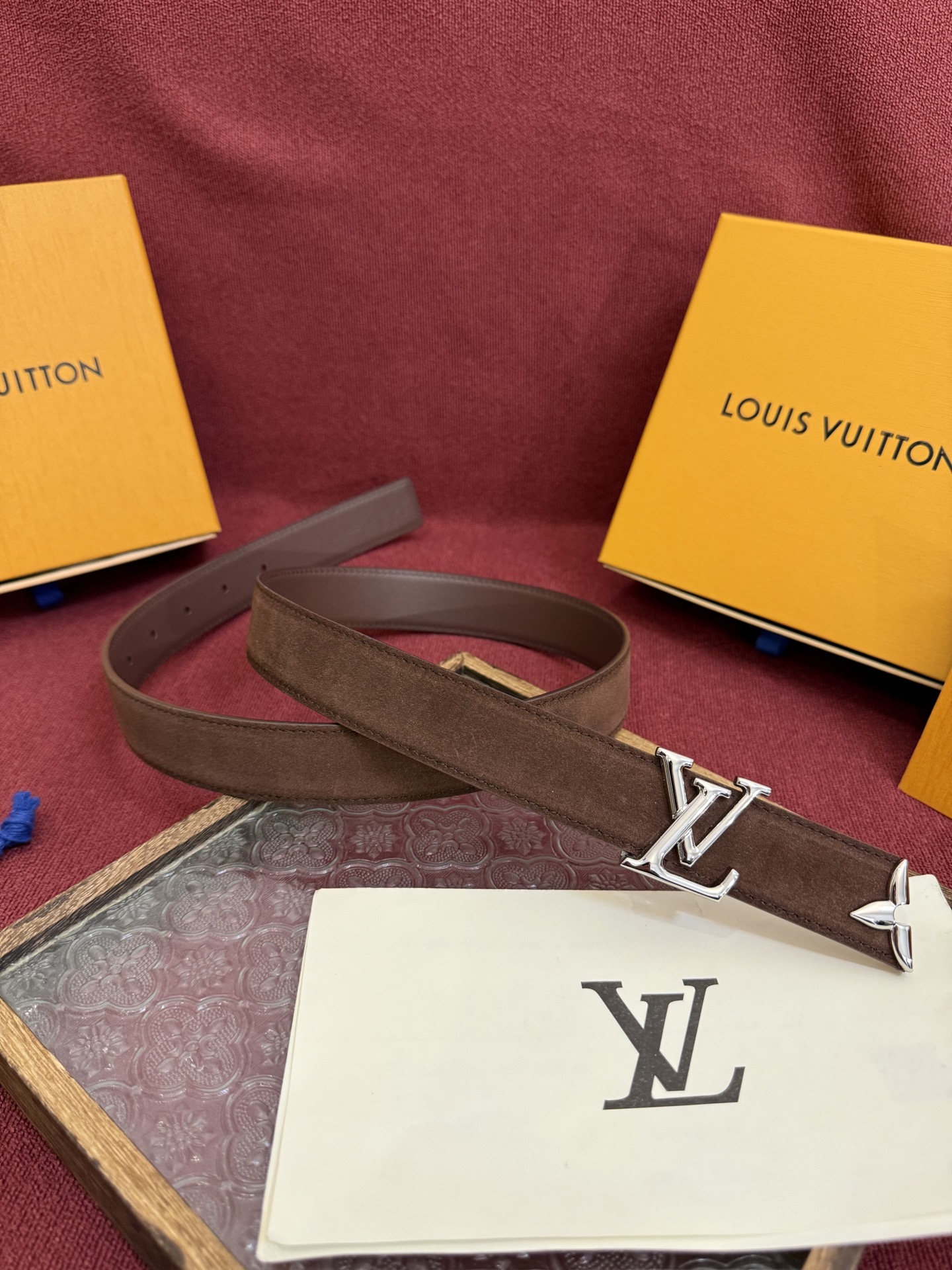 [TOP] Louis Vuitton LV Suede Monogram Flower Belt 3cm- 4 Colors