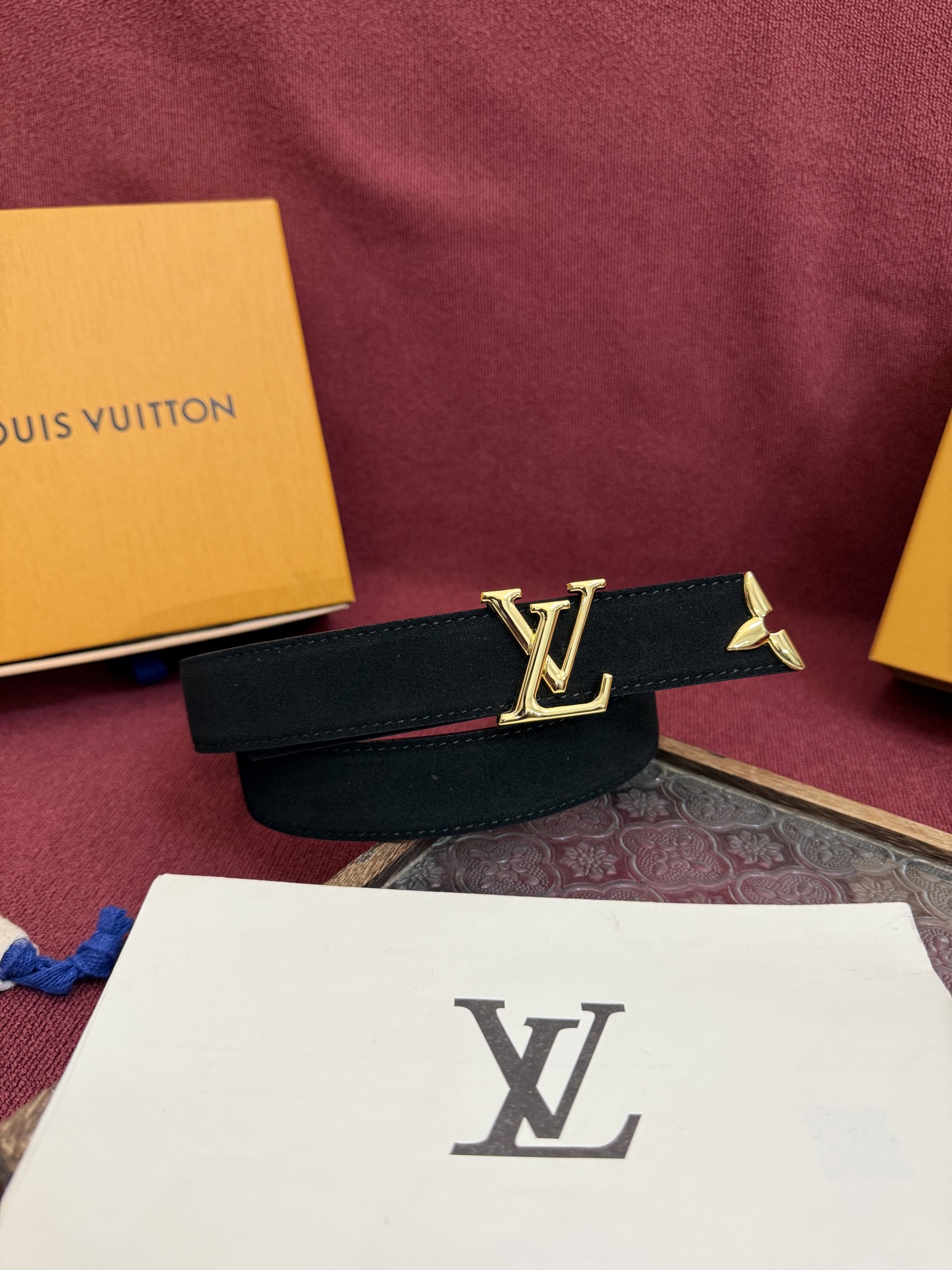 [TOP] Louis Vuitton LV Suede Monogram Flower Belt 3cm- 4 Colors
