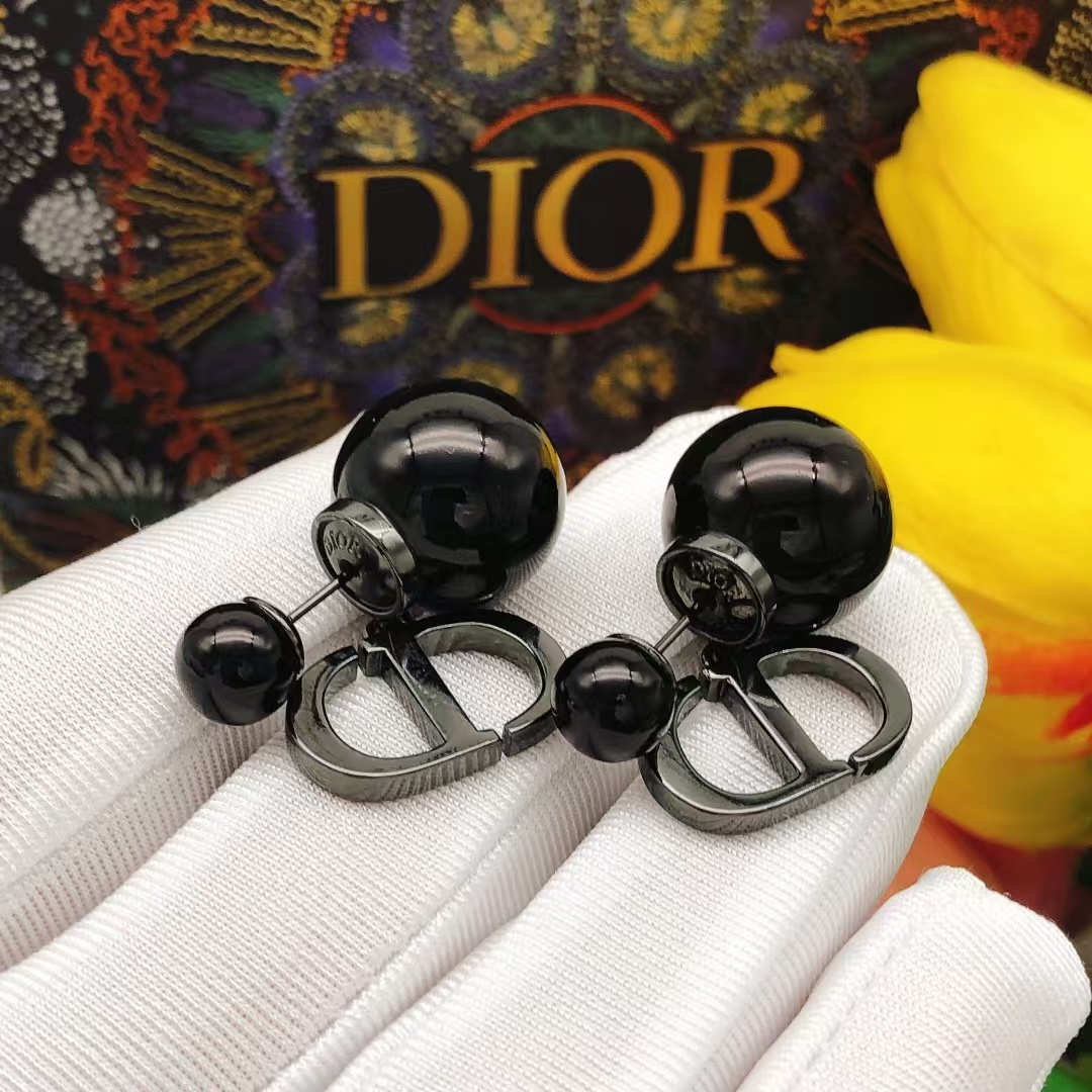 [TOP] Christian Dior Earrings-Black