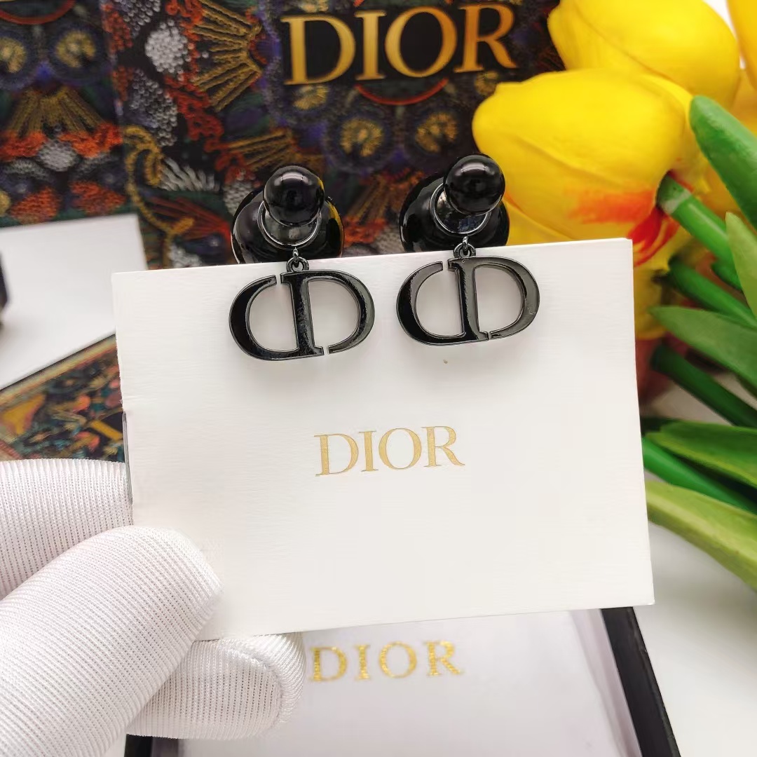 [TOP] Christian Dior Earrings-Black