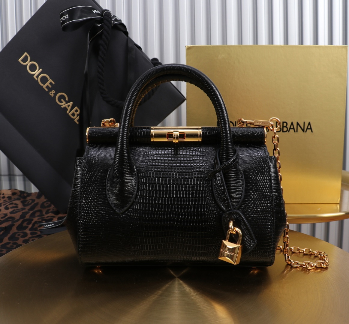 [TOP] Dolce & Gabbana D&G Marlene Bag Cowhide with Lizard Print 13.5x19x7cm - 6 Color