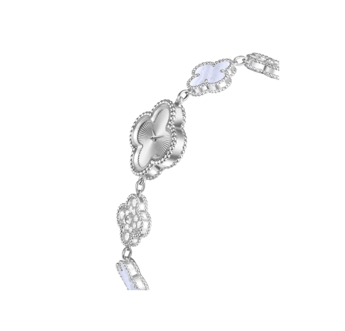 [TOP] Van Cleef & Arpels Sweet Alhambra Bracelet Watch - Silver & Purple