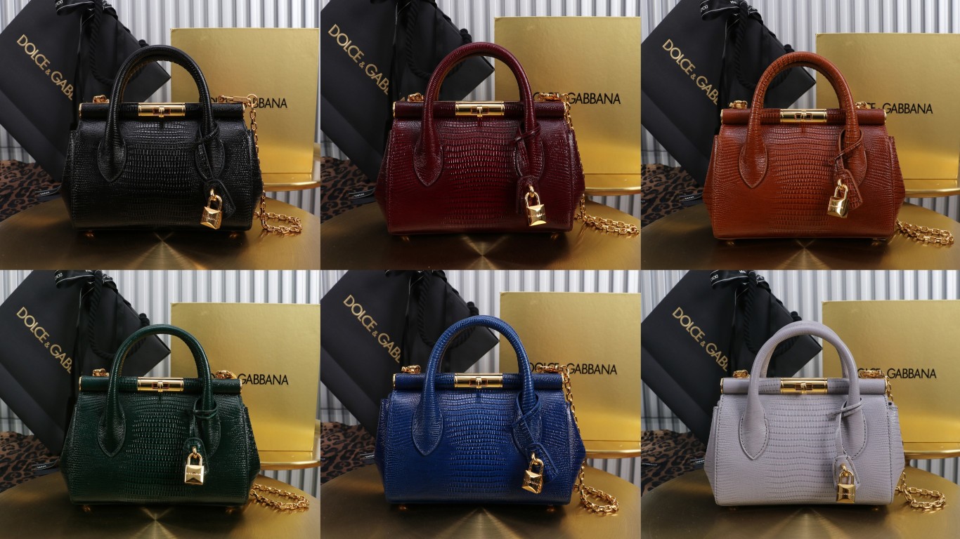 [TOP] Dolce & Gabbana D&G Marlene Bag Cowhide with Lizard Print 13.5x19x7cm - 6 Color