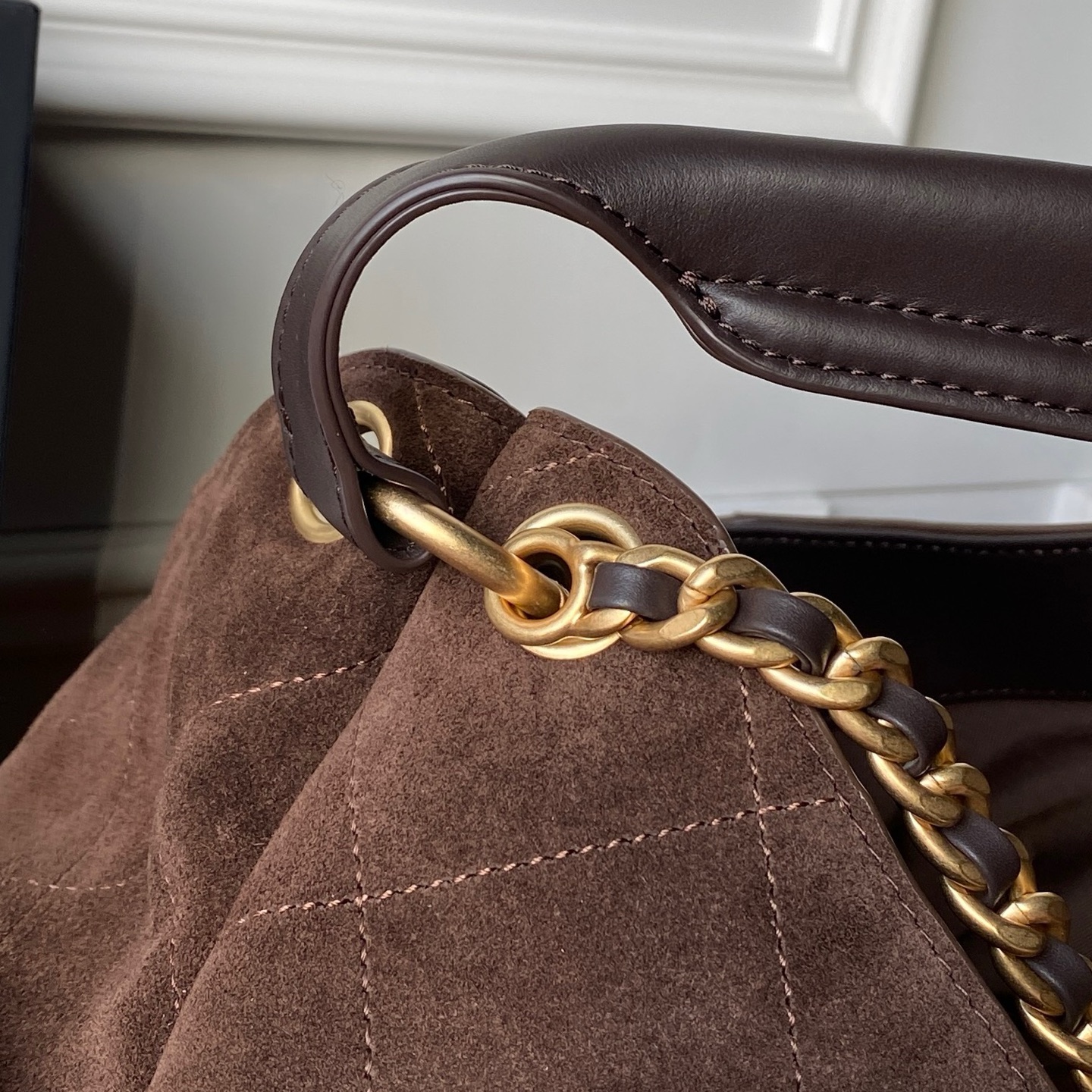 [TOP] CHANEL  26C  Hobo Bag Suede 29×35×13cm - Brown