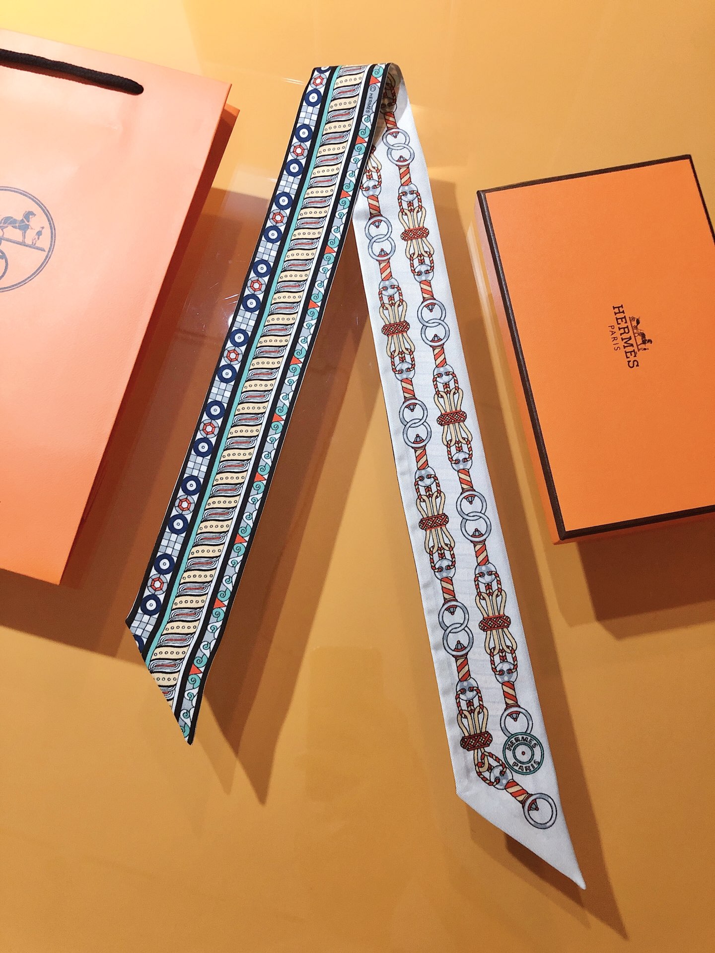 [TOP] HERMES Cavalcades Twilly Scarf 5x86cm - 4 Color