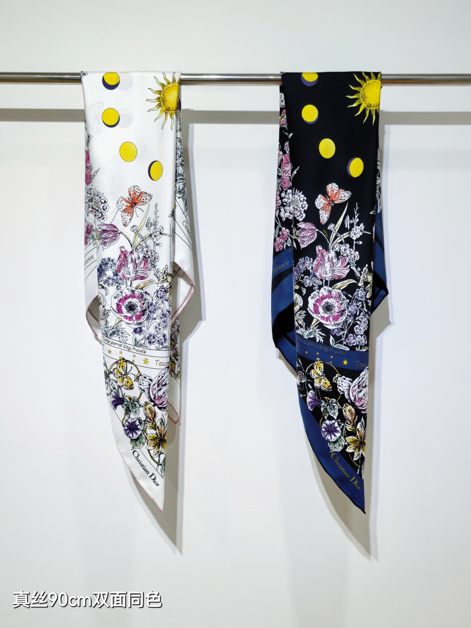 [TOP] Christian Dior Double-sided 70% Cashmere + 30% Silk Velvet Square Scarf 90 x 90 cm - 2 Colours