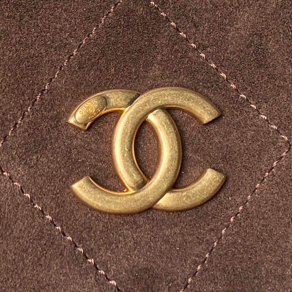 [TOP] CHANEL  26C  Hobo Bag Suede 29×35×13cm - Brown