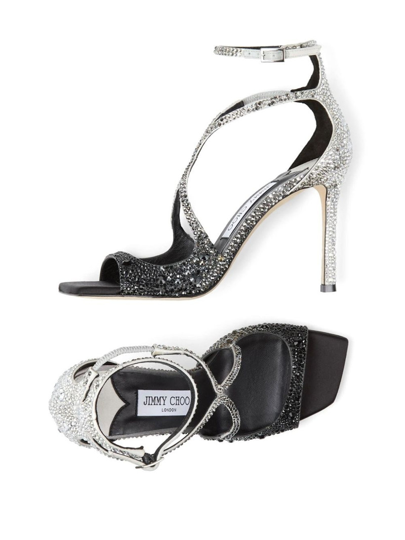 [TOP] Jimmy Choo 95mm Azia Sandals - Gradient Black