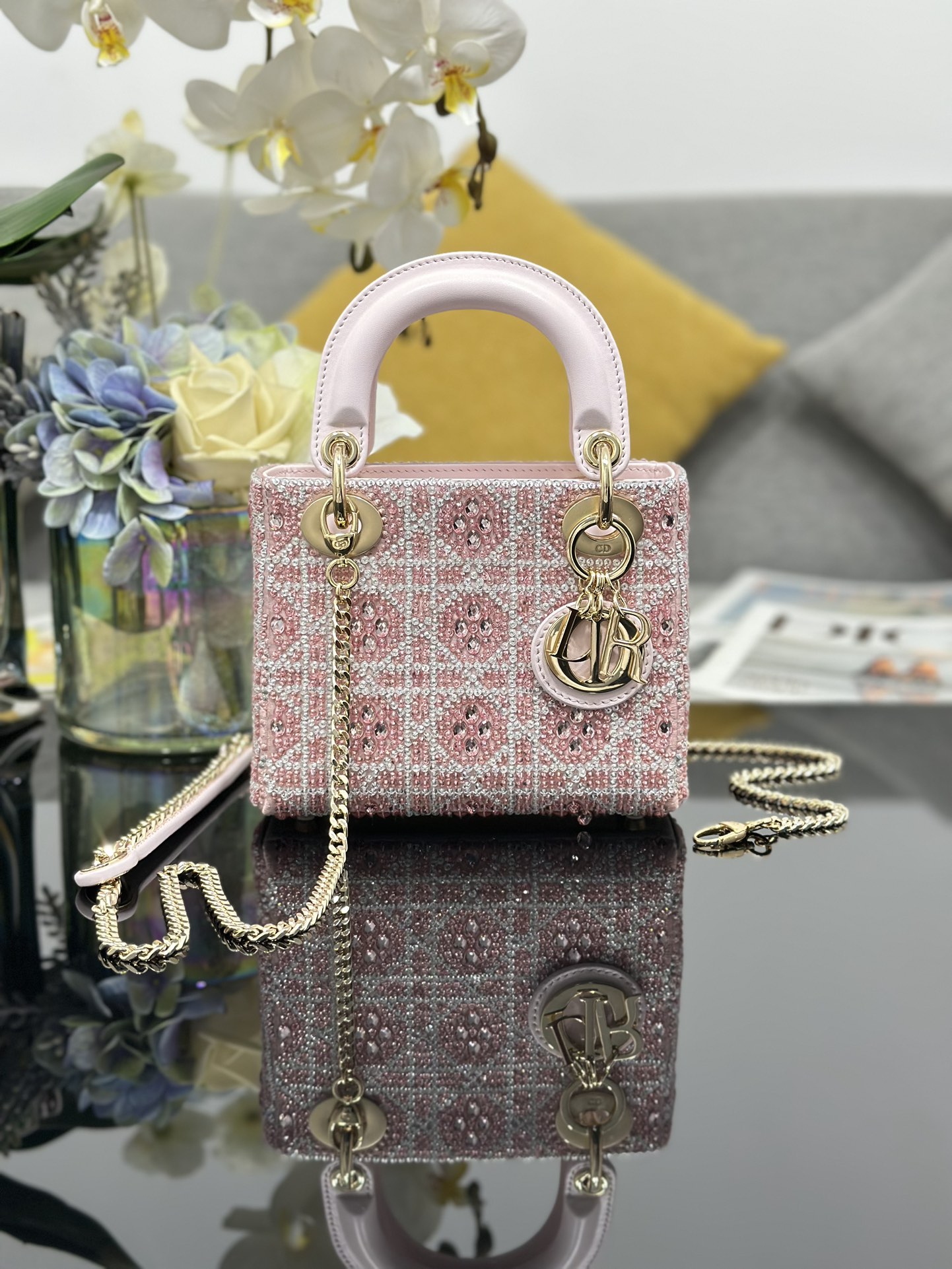 [TOP] Christian Dior Lady Dior Bag 17x15x7 cm - Pink