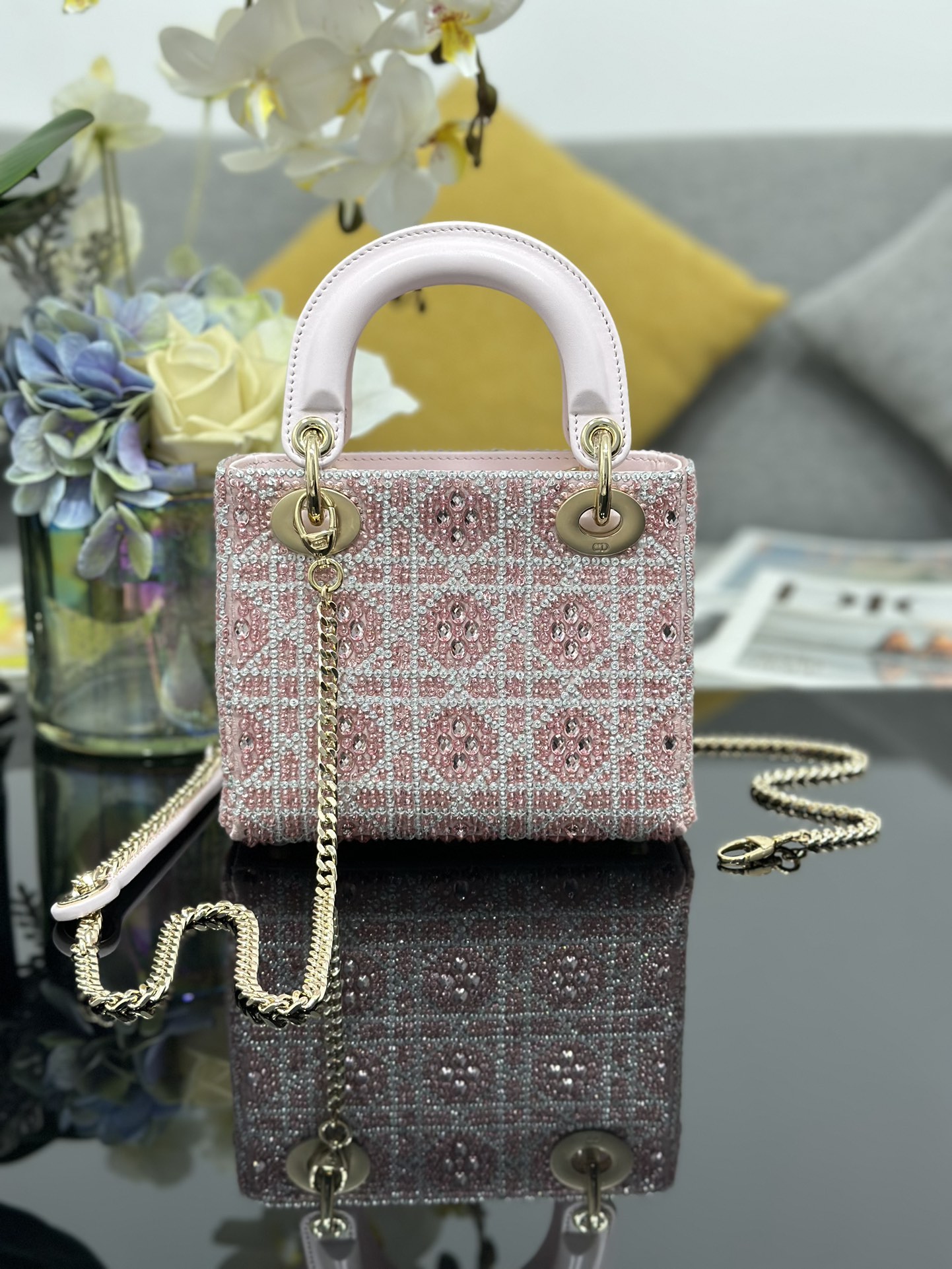 [TOP] Christian Dior Lady Dior Bag 17x15x7 cm - Pink