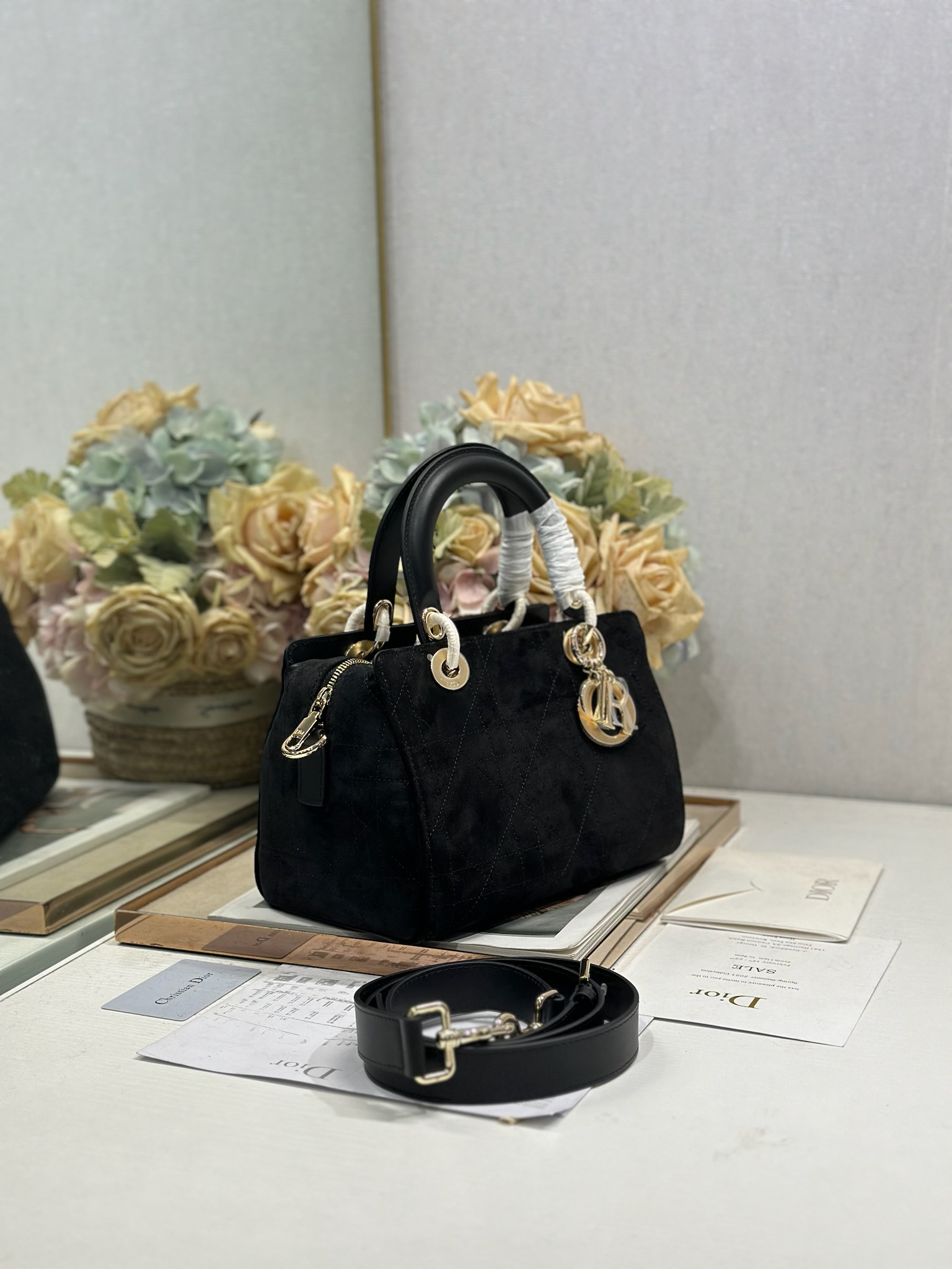 [TOP] Christian Dior Lady D-Sire Bag Suede Leather 24x27x14cm/34x35x20cm - 3 Colors