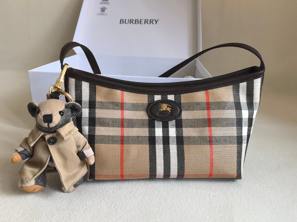 [TOP] BURBERRY Cotton and Linen Bag 25.5✕12✕16cm - Brown
