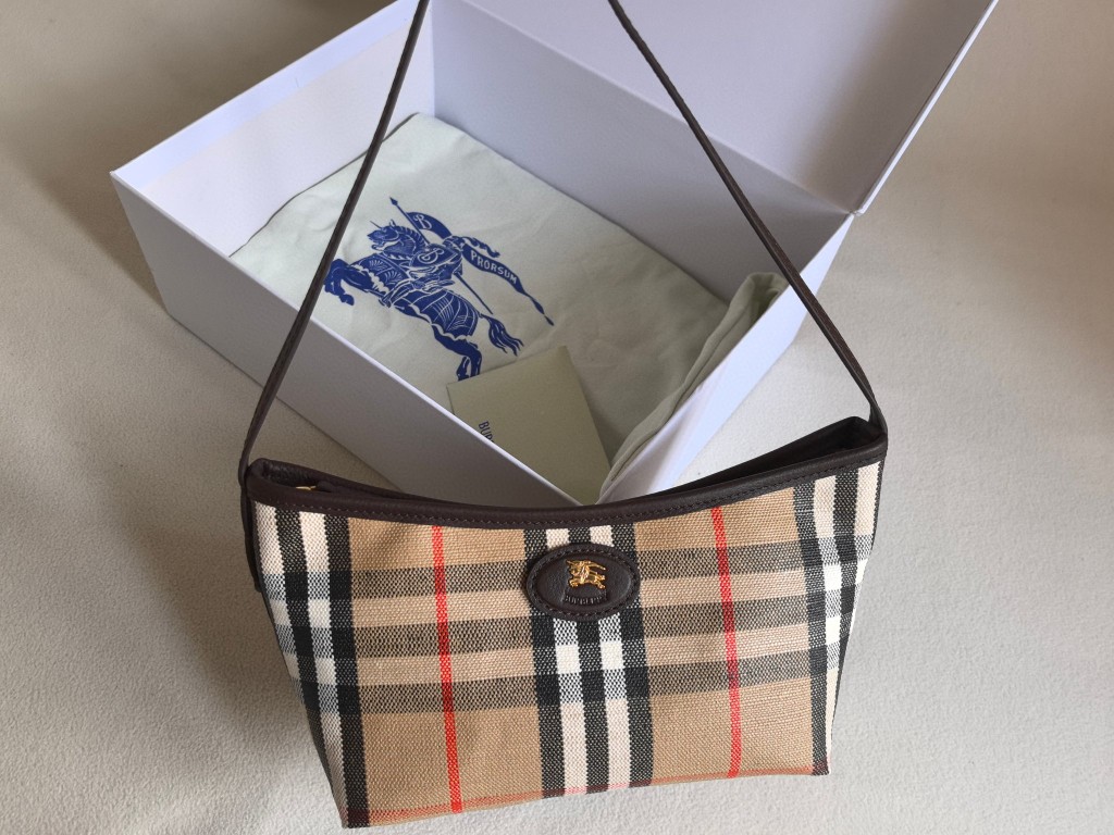 [TOP] BURBERRY Cotton and Linen Bag 25.5✕12✕16cm - Brown