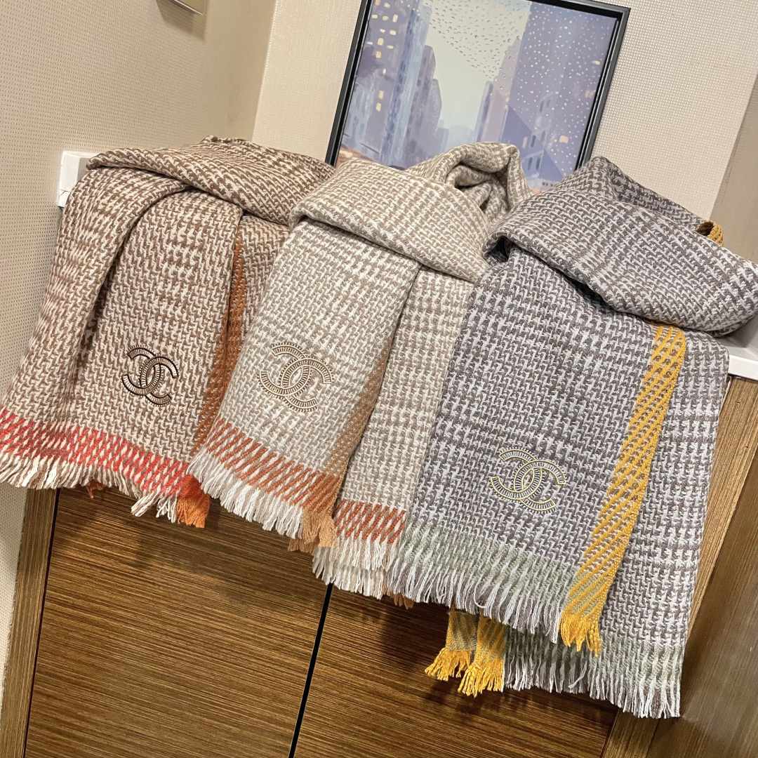[TOP] CHANEL Cashmere  Scarf 38*200 cm - 3 Colors